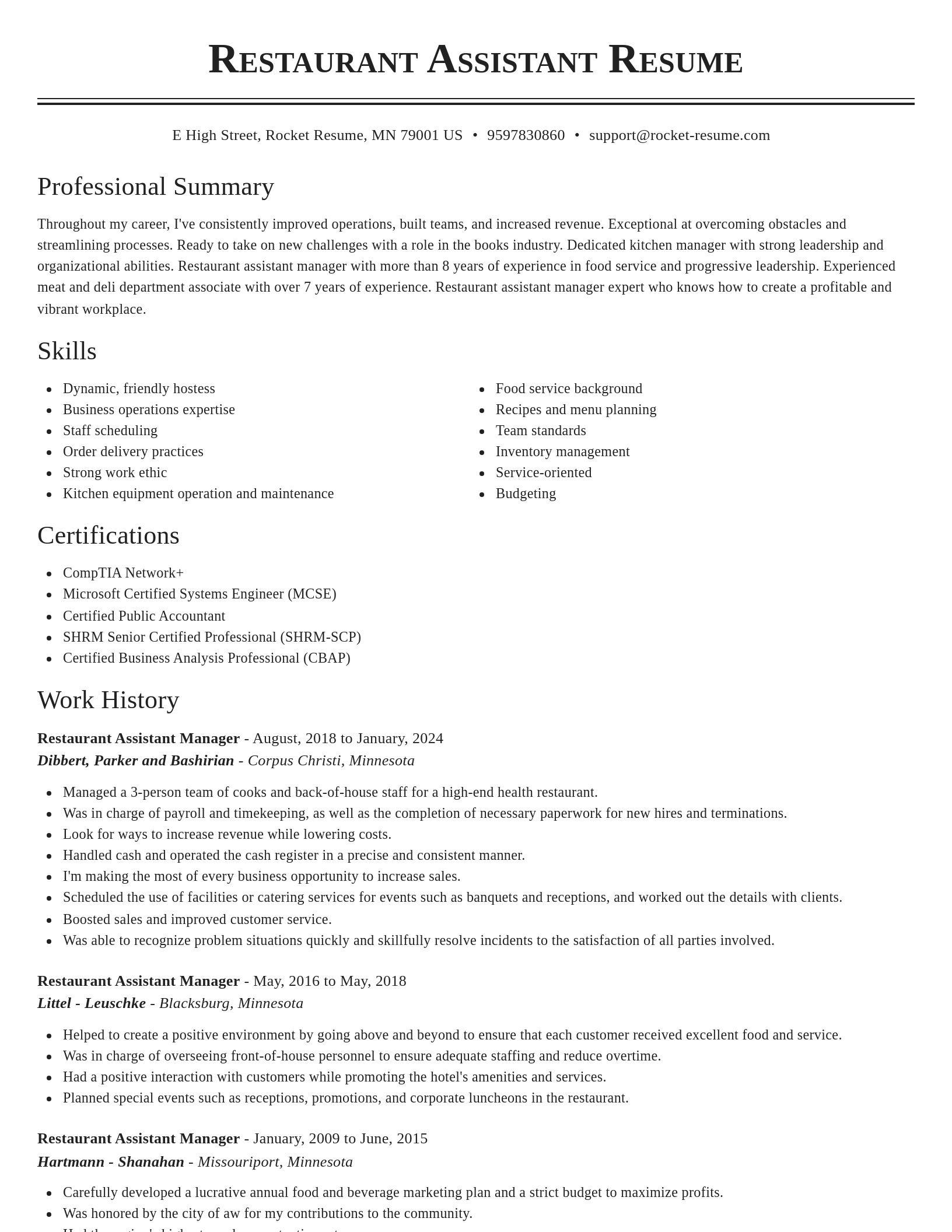 Classic resume template