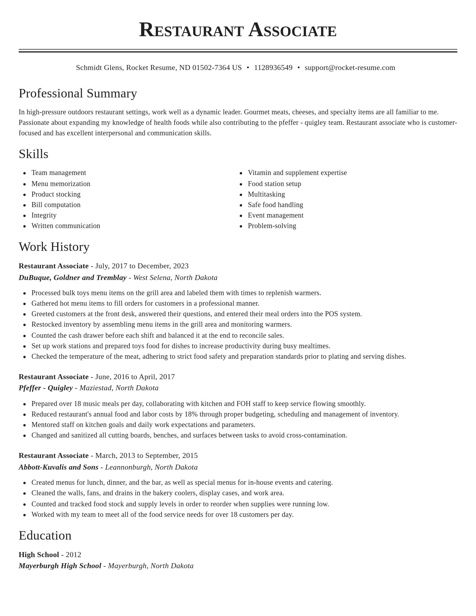 Classic resume template