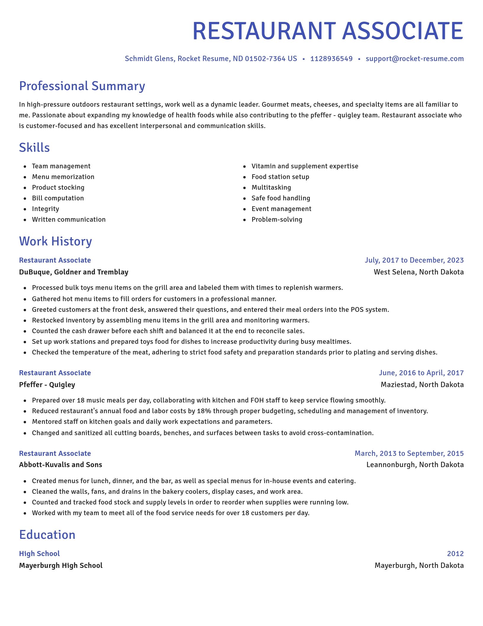 Novel resume template
