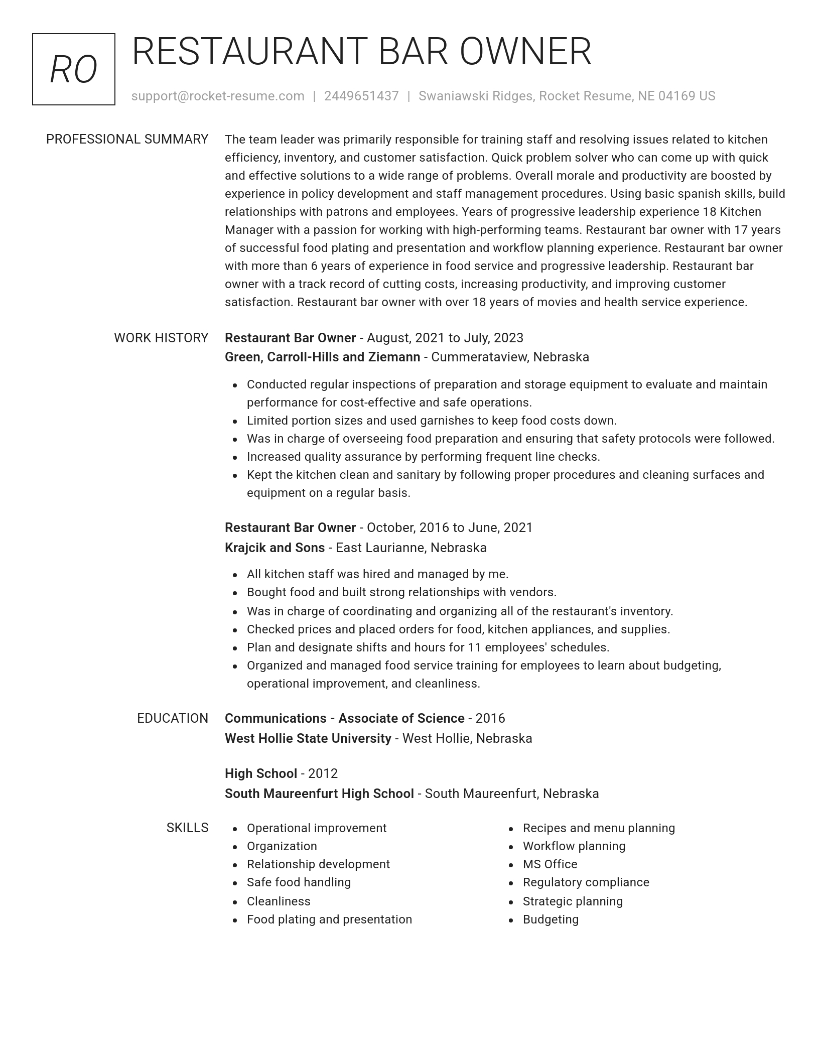 Renowned resume template
