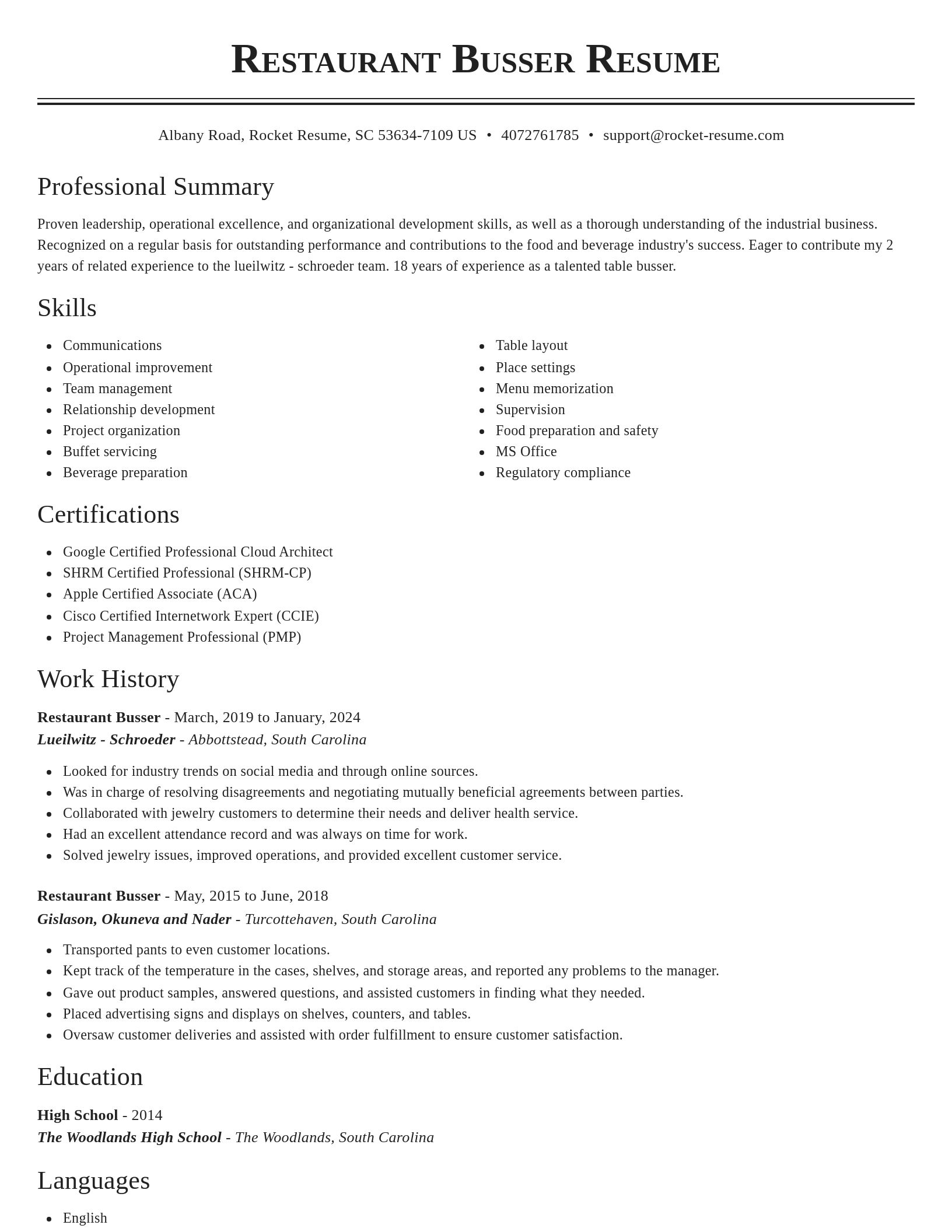 Classic resume template