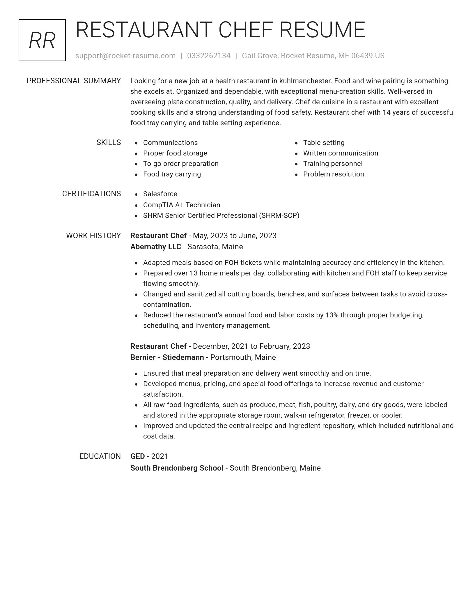 Renowned resume template