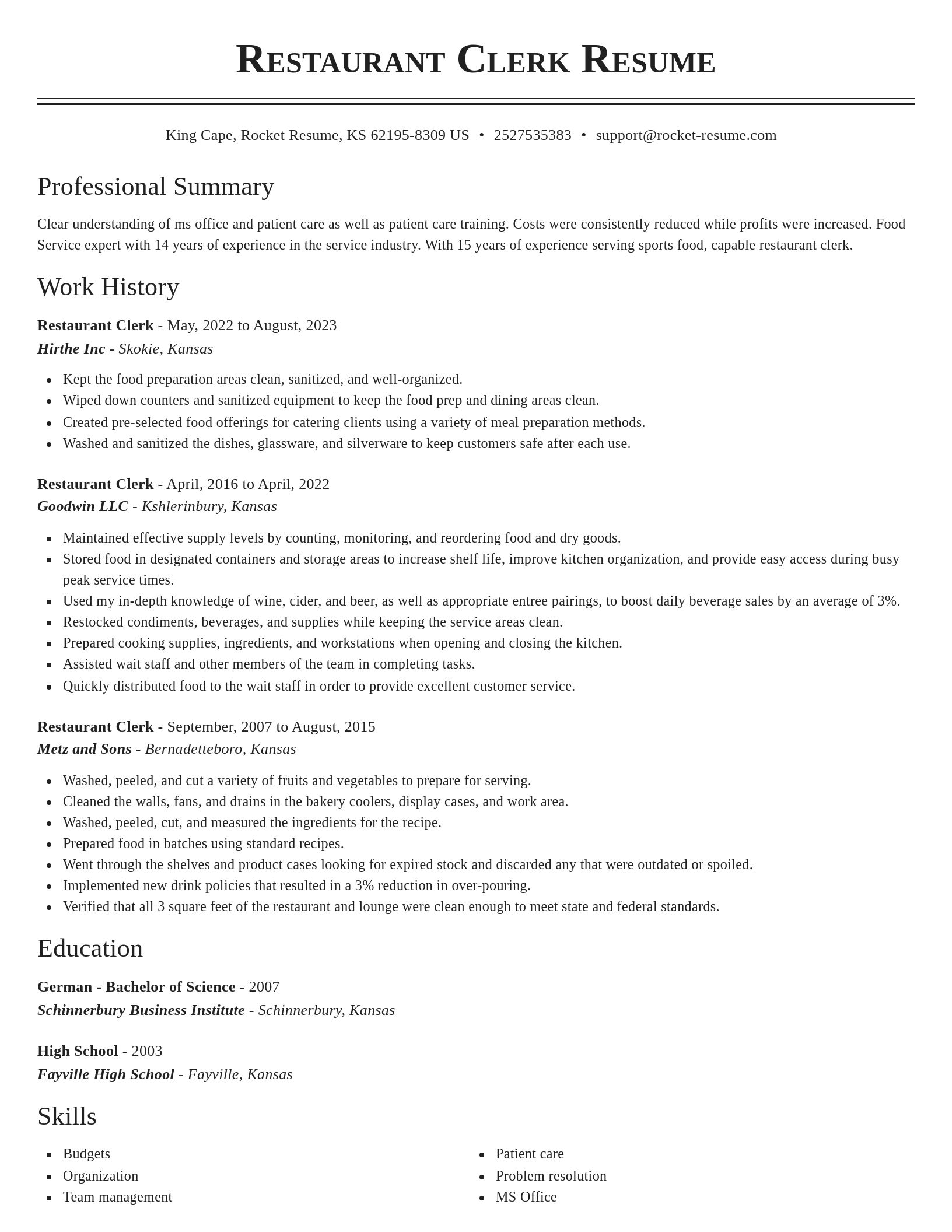 Classic resume template
