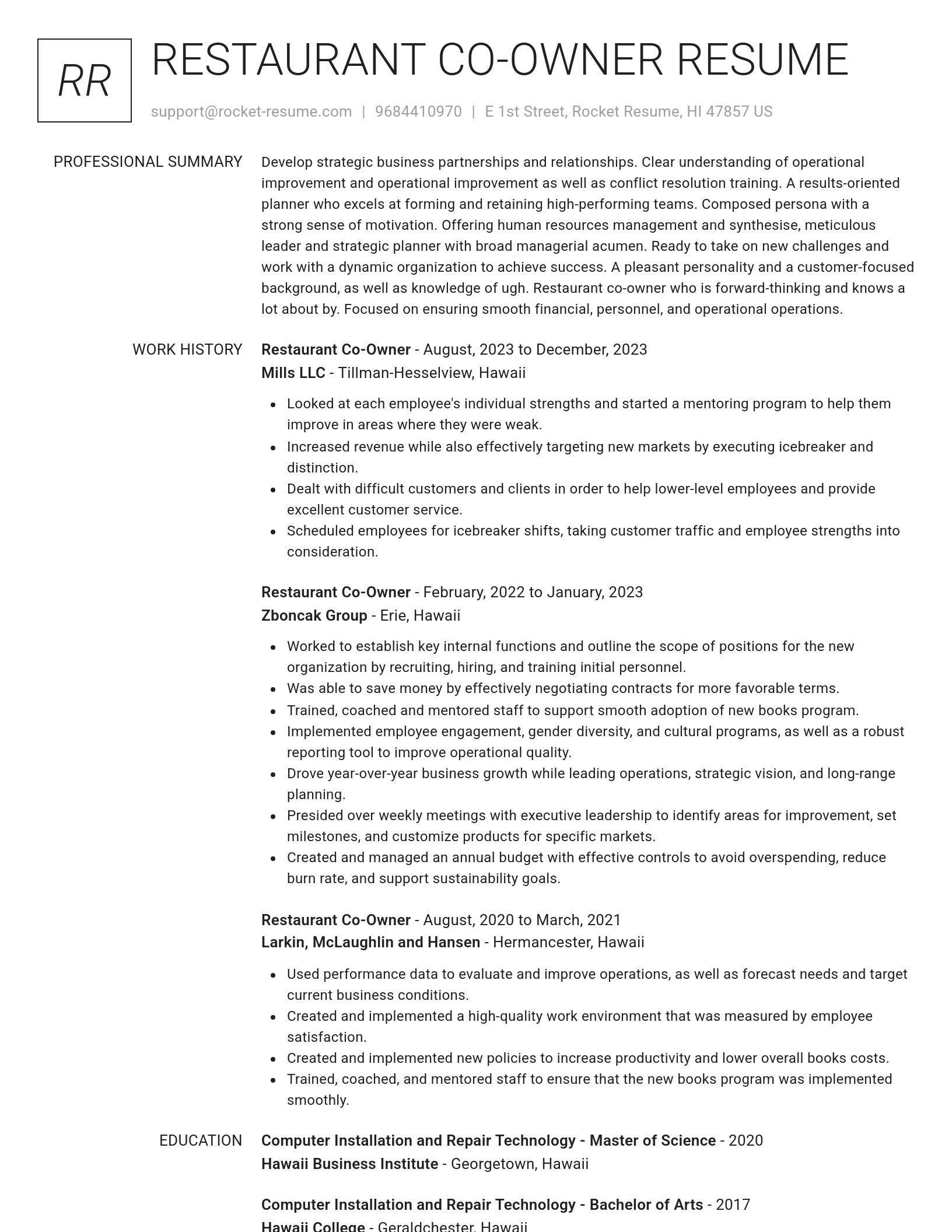 Renowned resume template