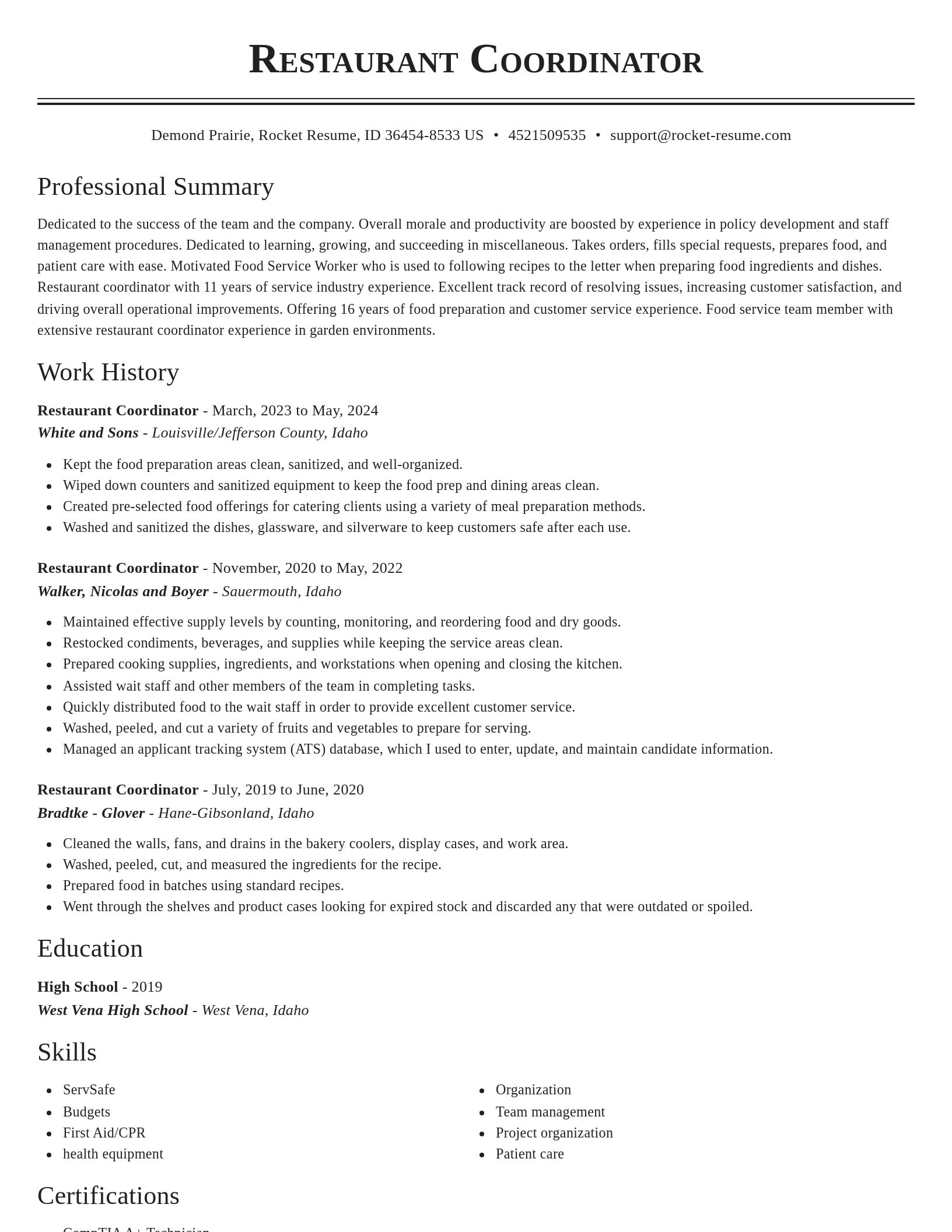 Classic resume template