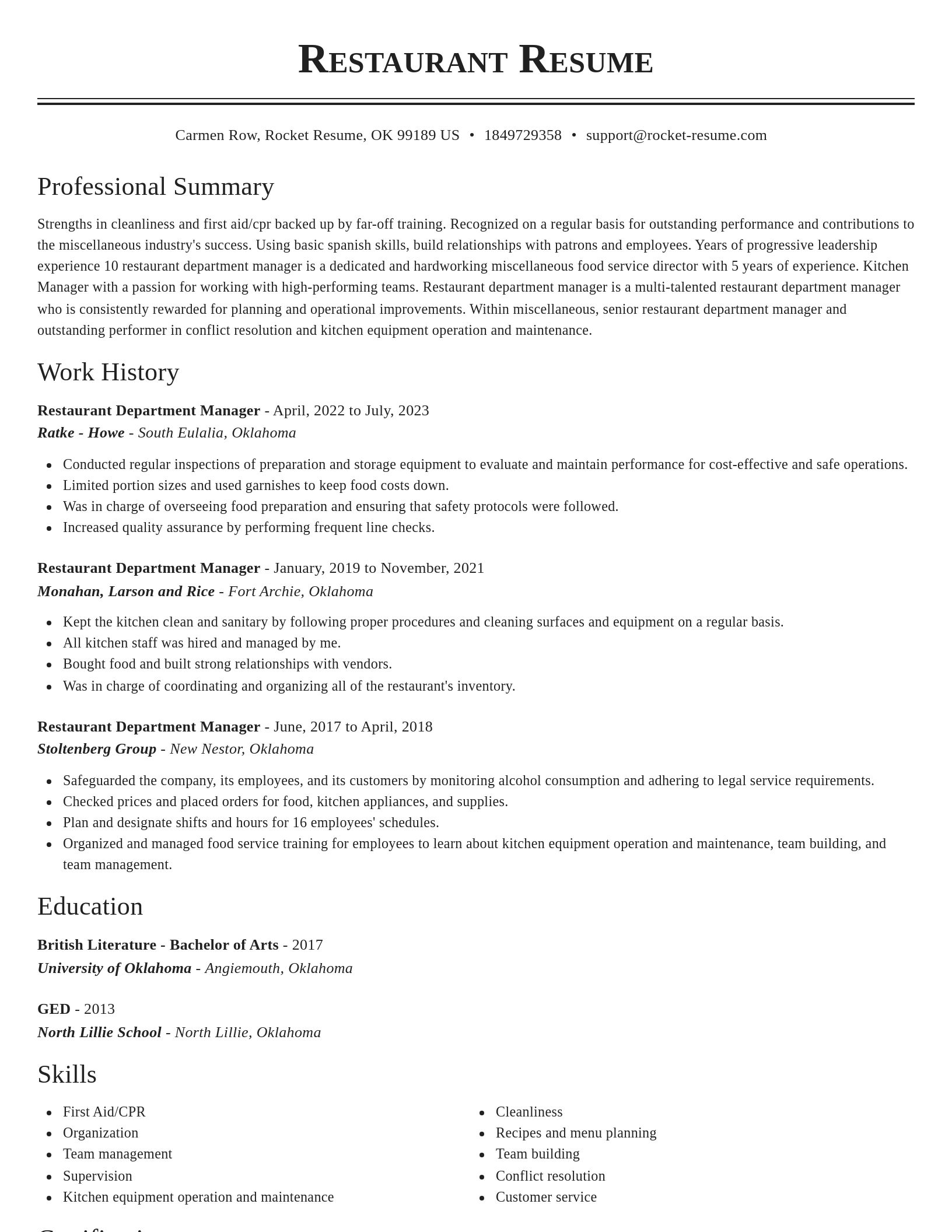 Classic resume template