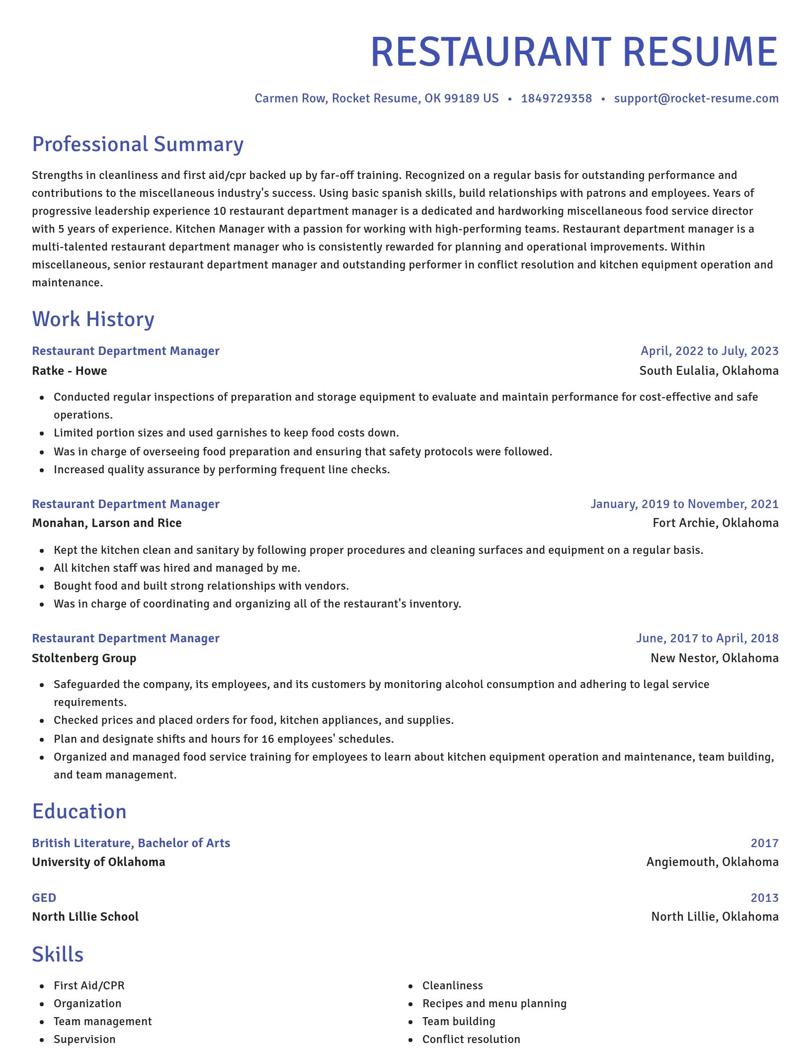 Novel resume template