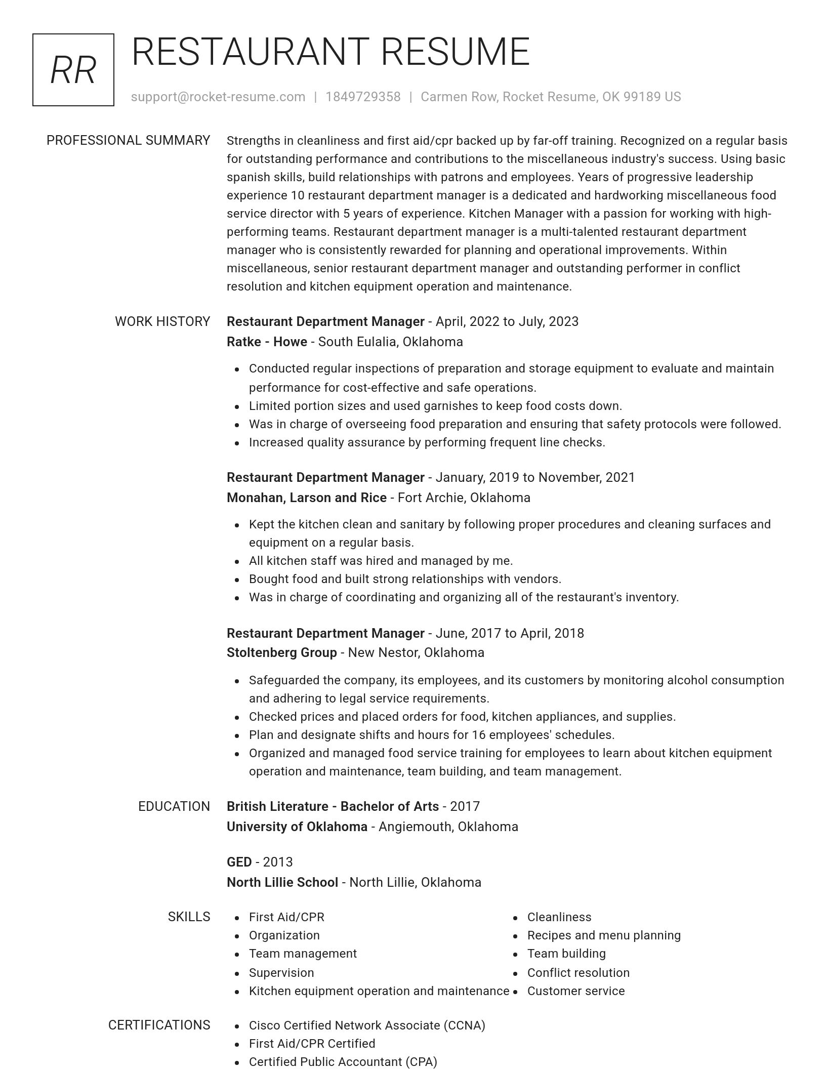 Renowned resume template