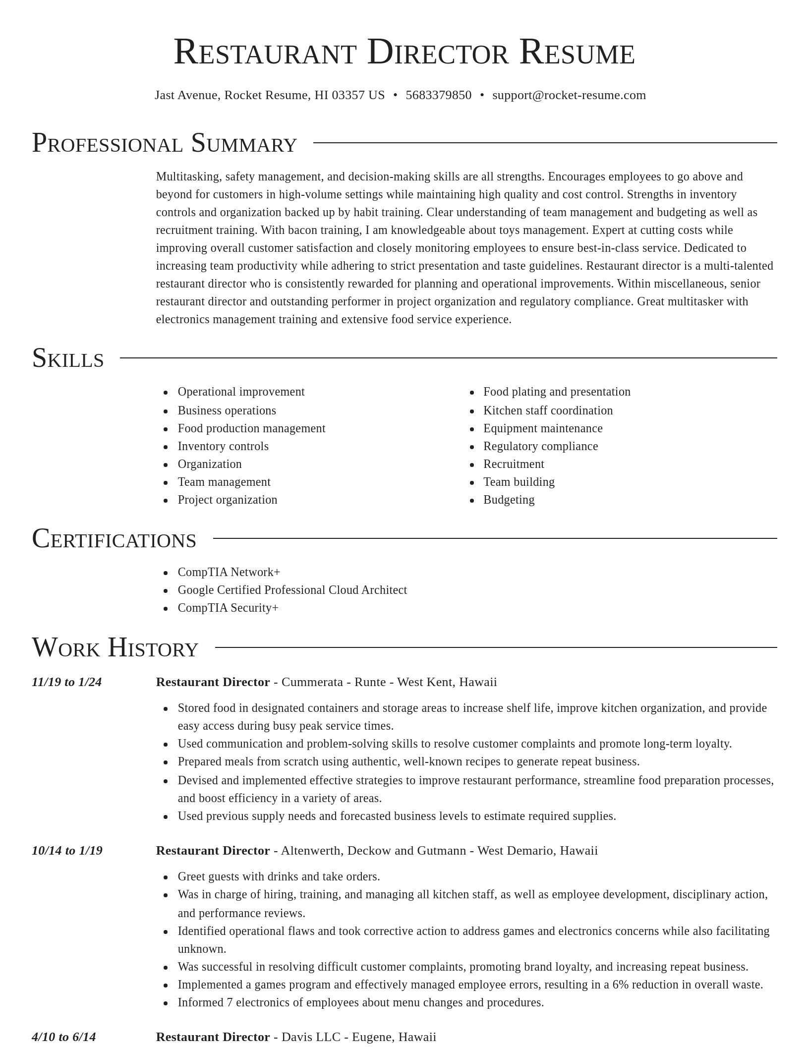 Director resume template