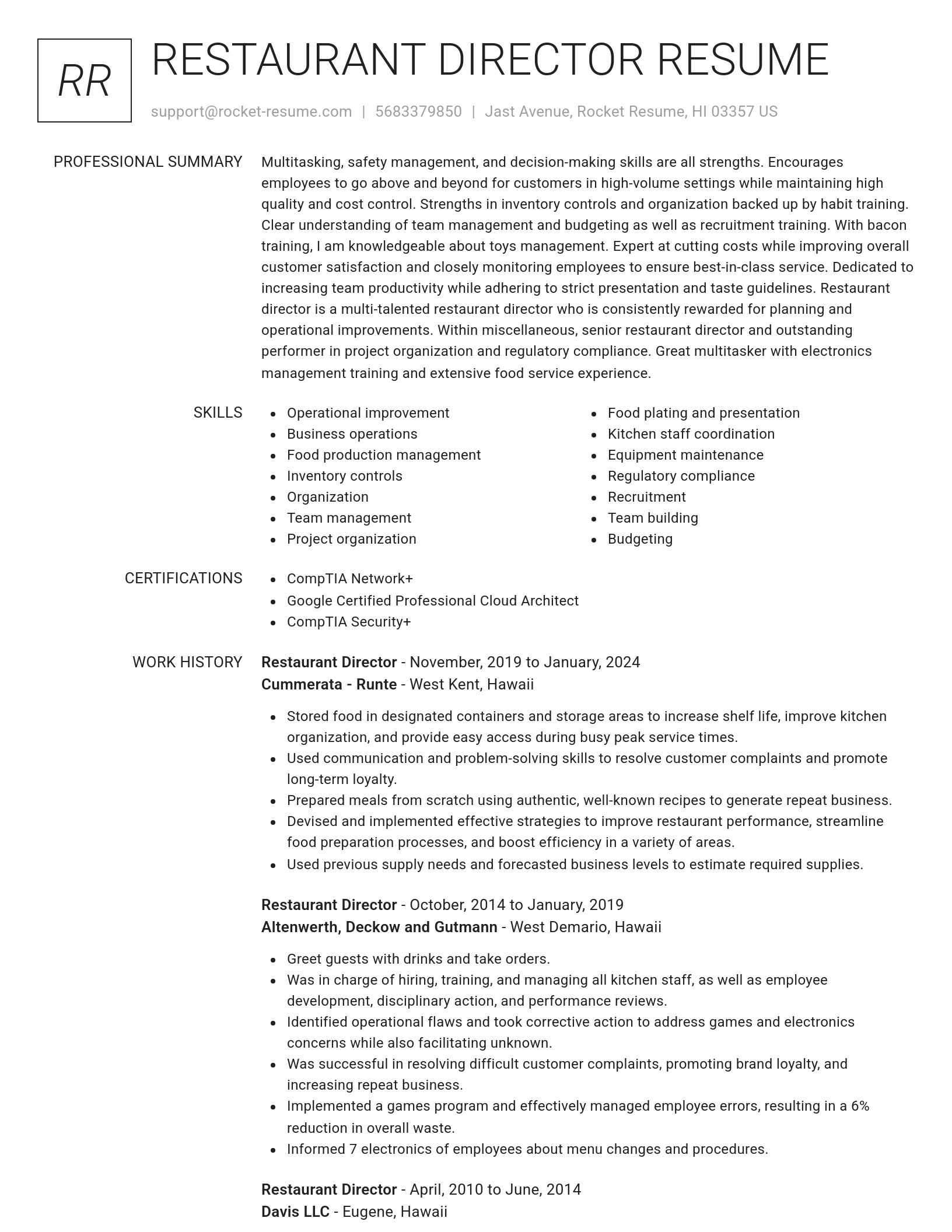 Renowned resume template