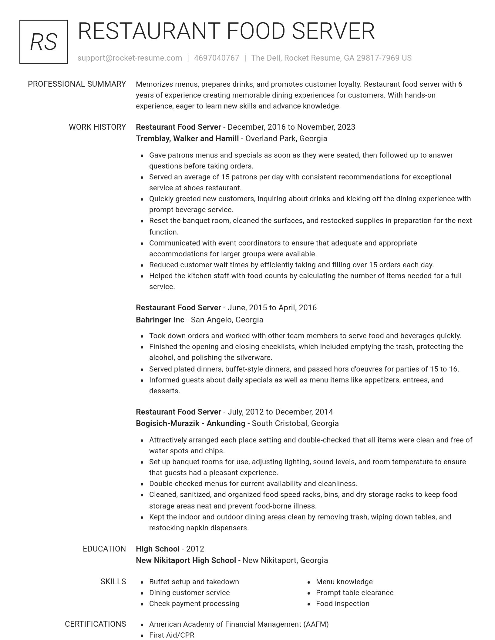 Renowned resume template