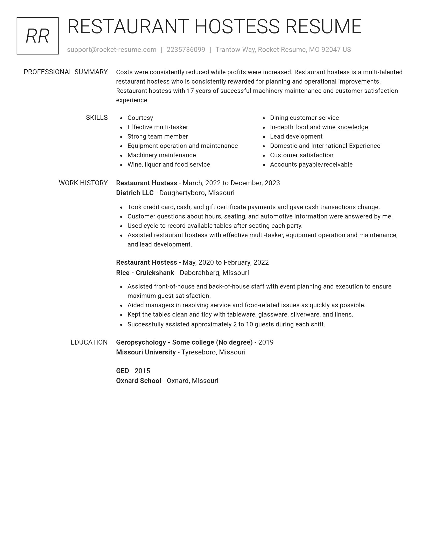 Renowned resume template