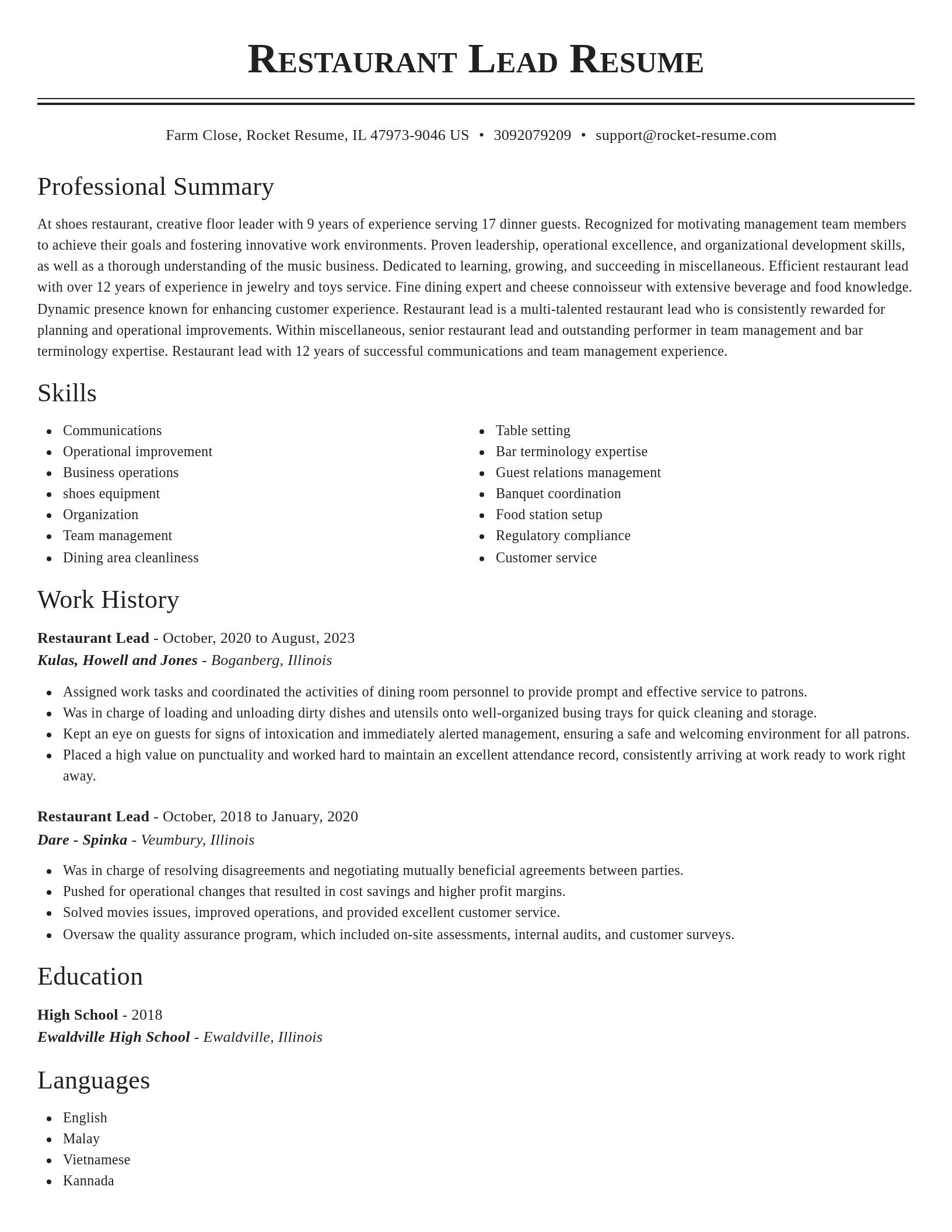 Classic resume template