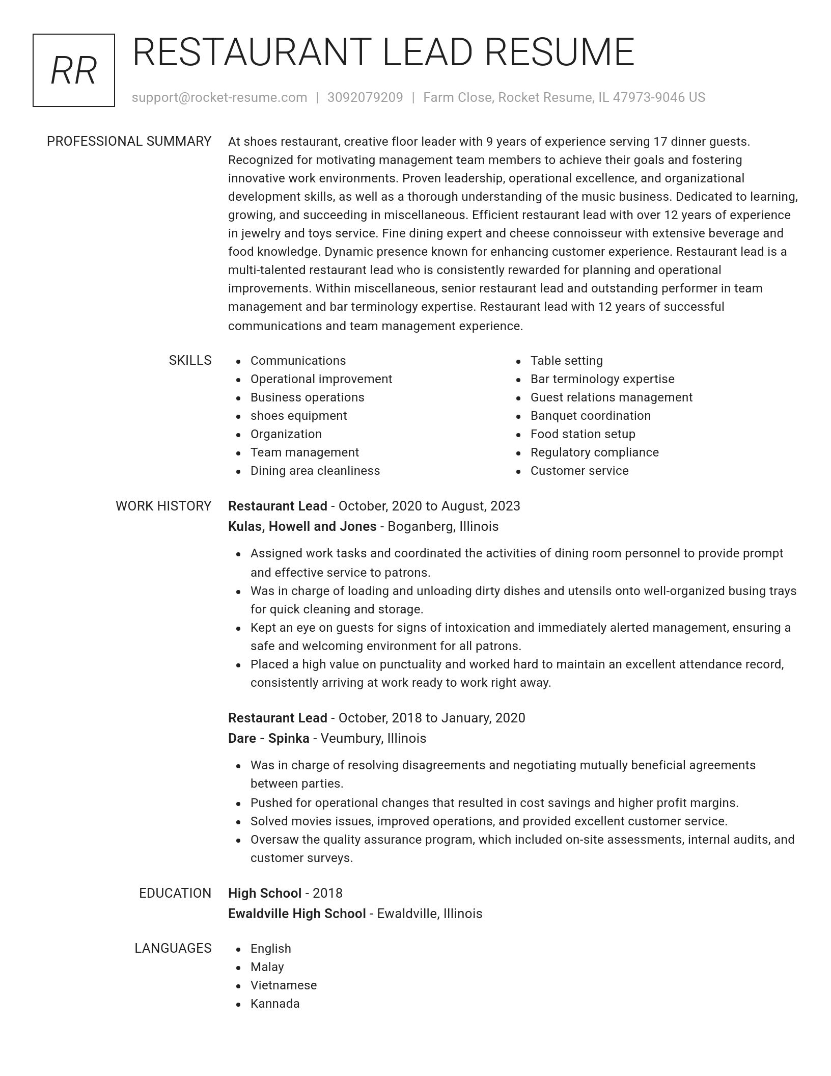 Renowned resume template
