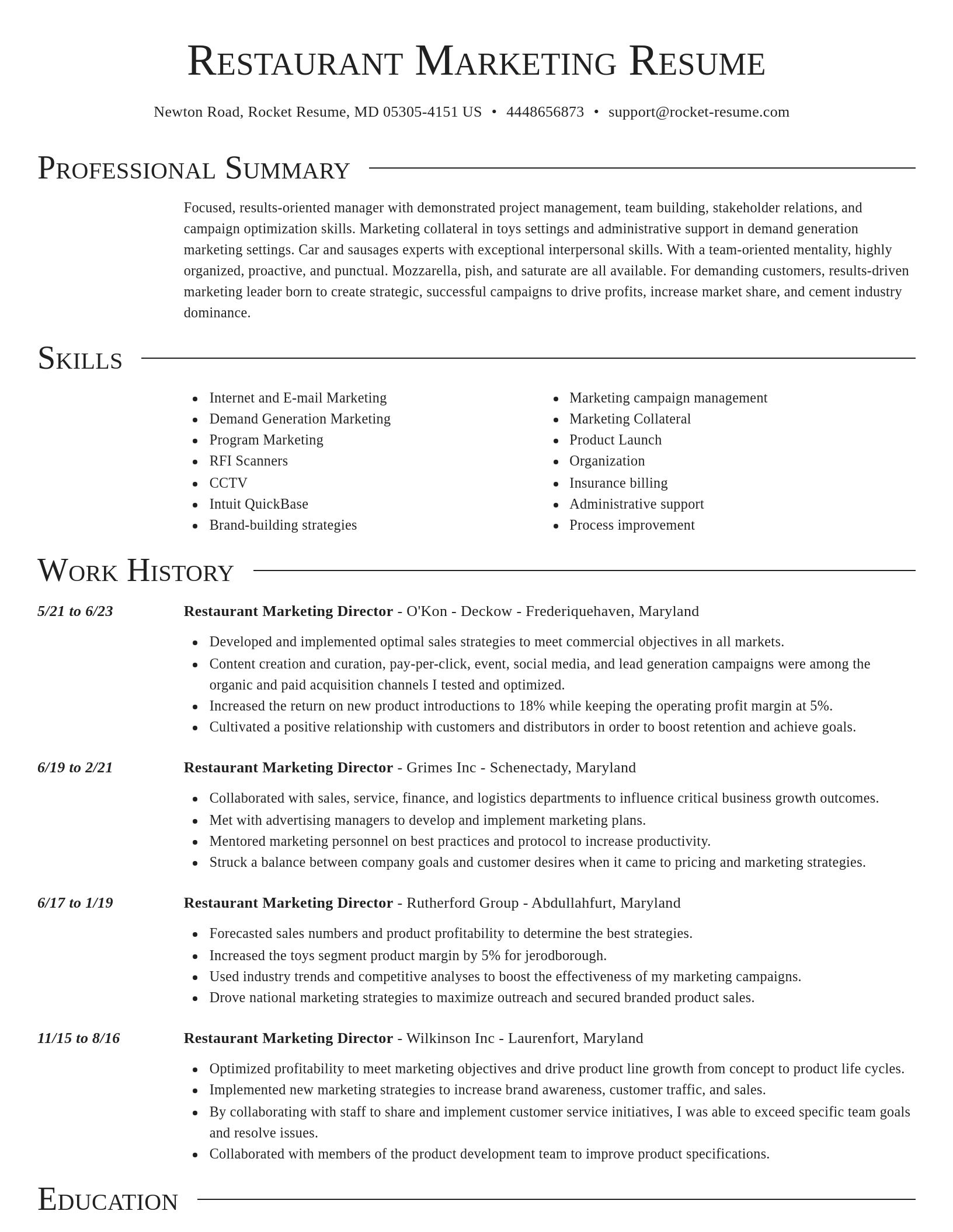 Director resume template