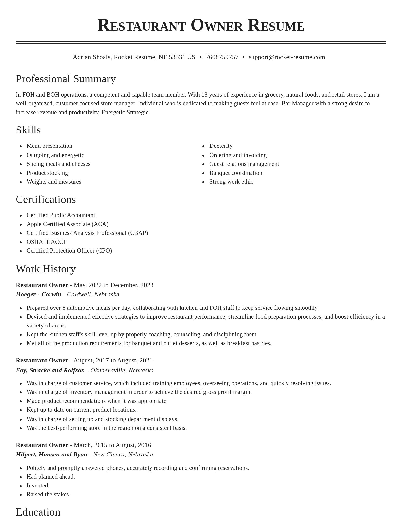 Classic resume template