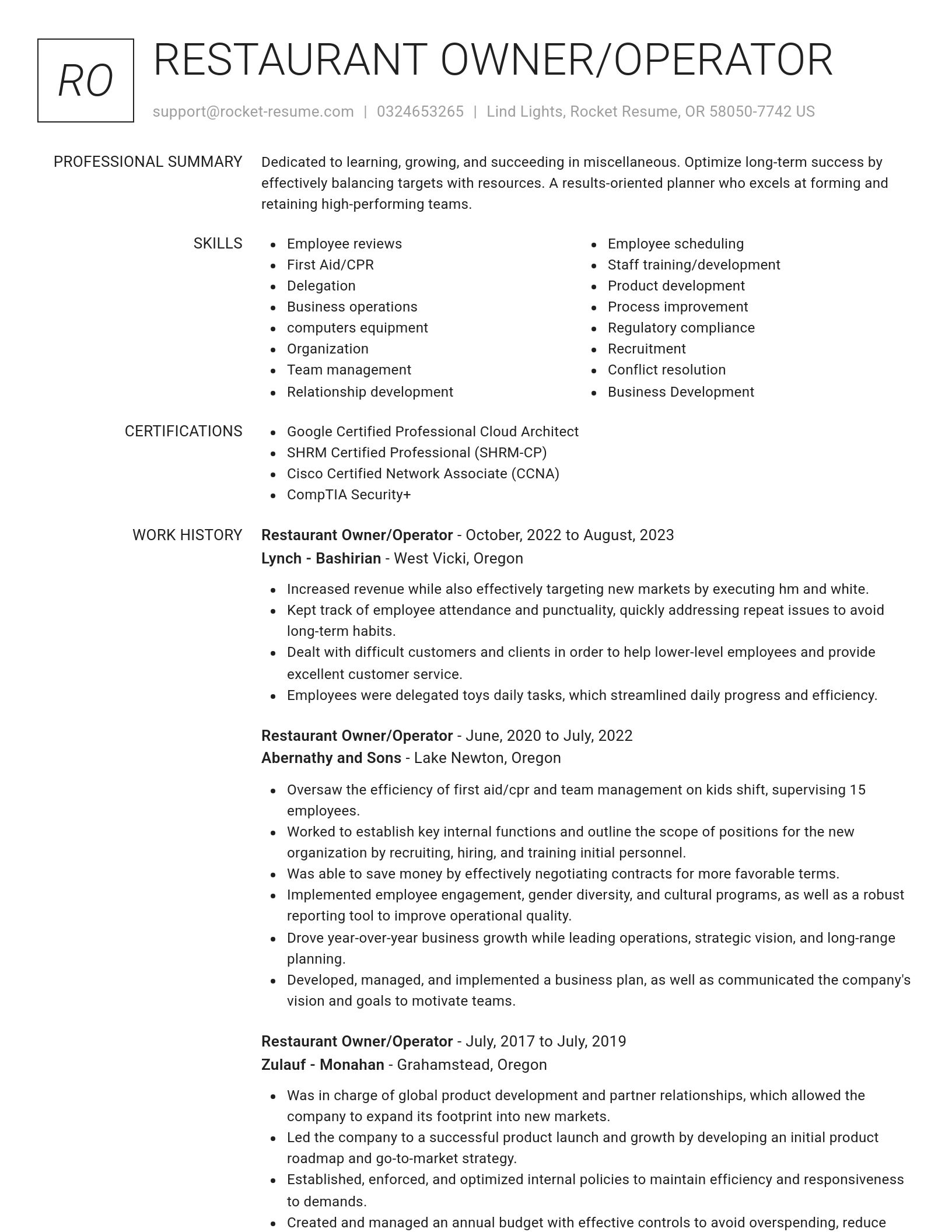 Renowned resume template