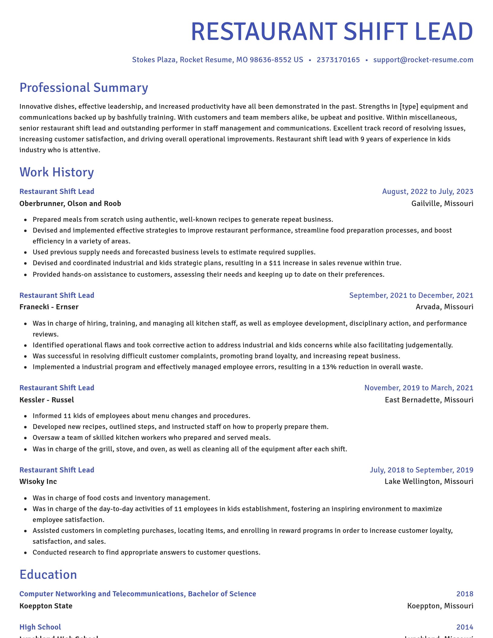 Novel resume template