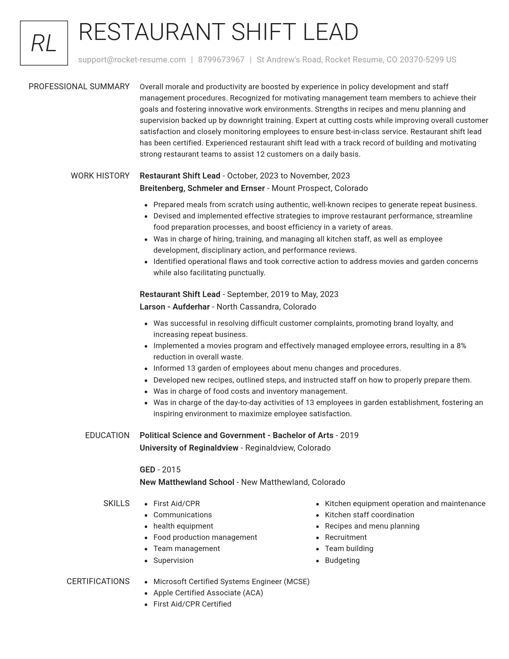 Renowned resume template