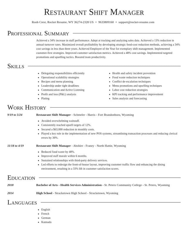 Director resume template