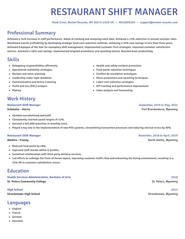 Novel resume template