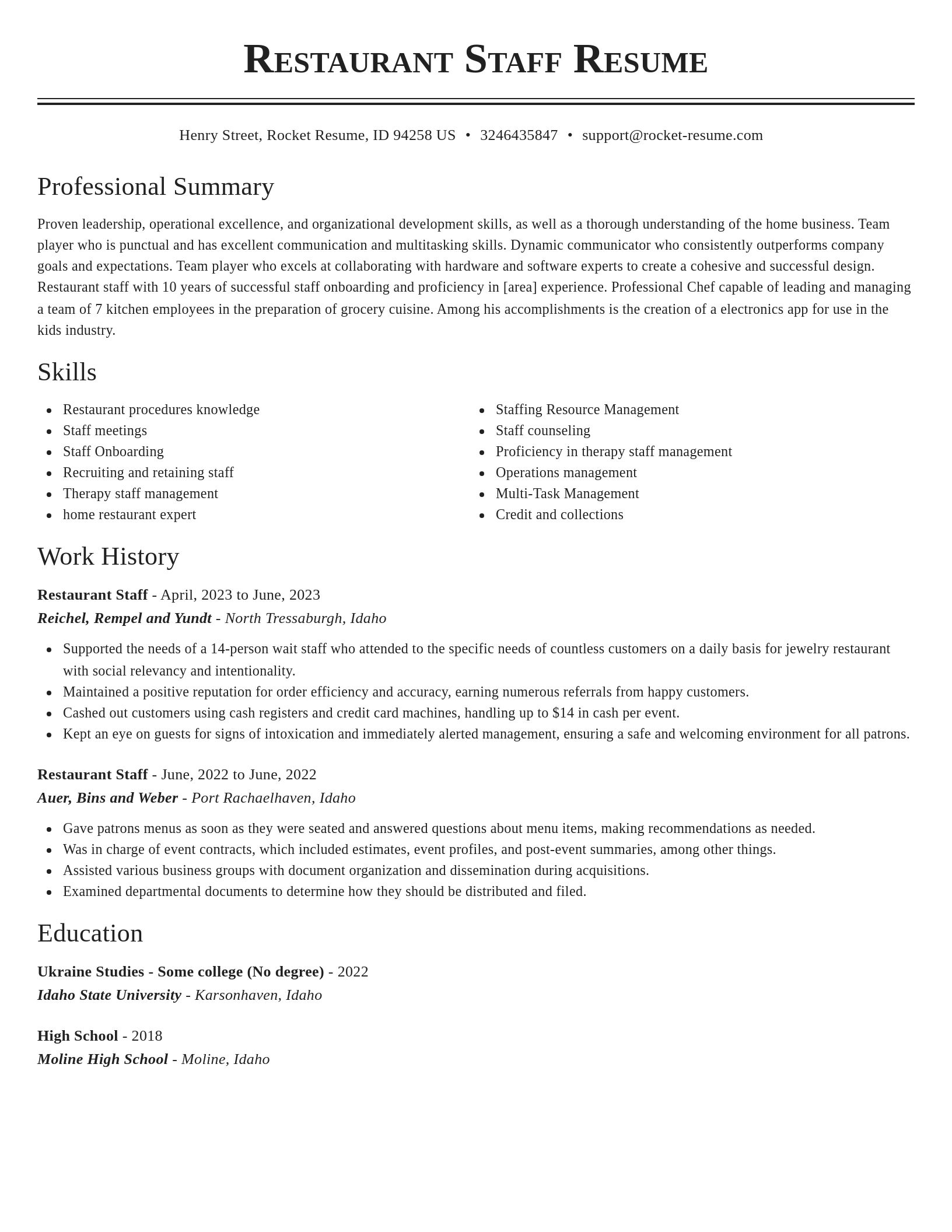 Classic resume template