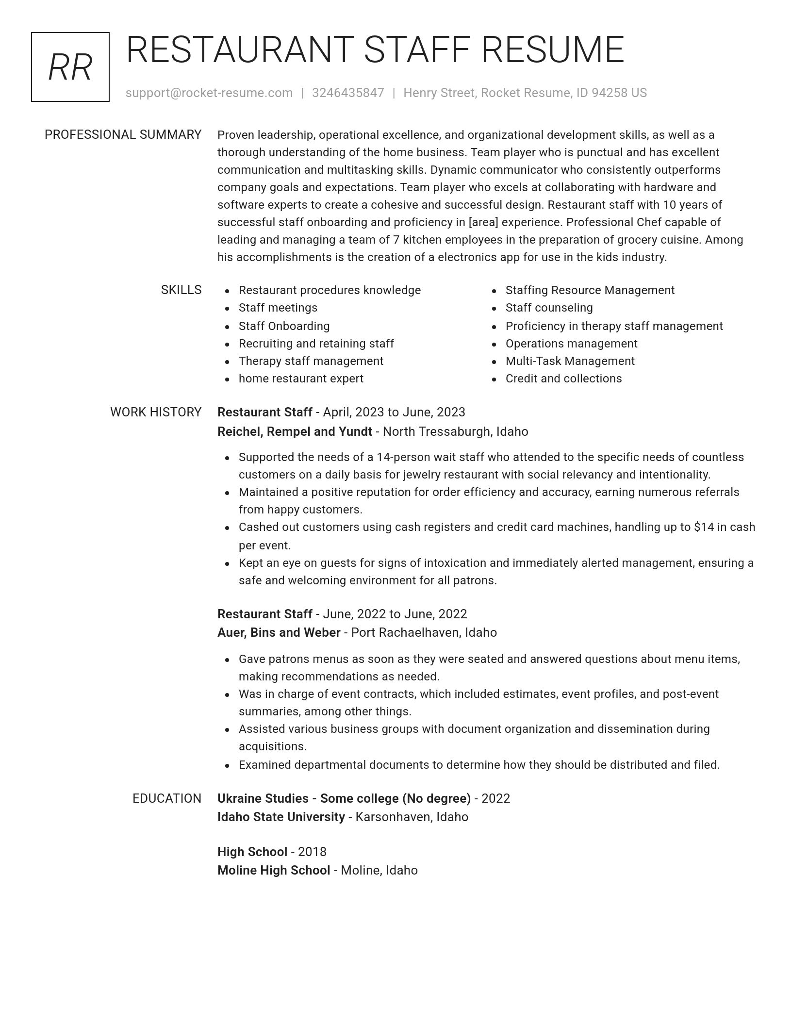 Renowned resume template