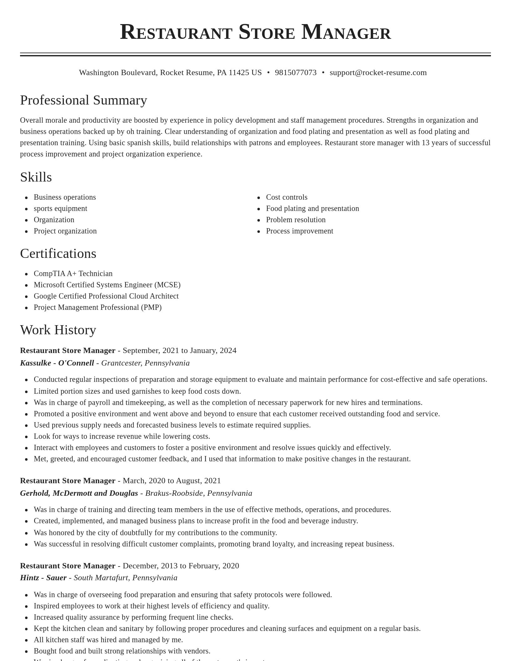 Classic resume template