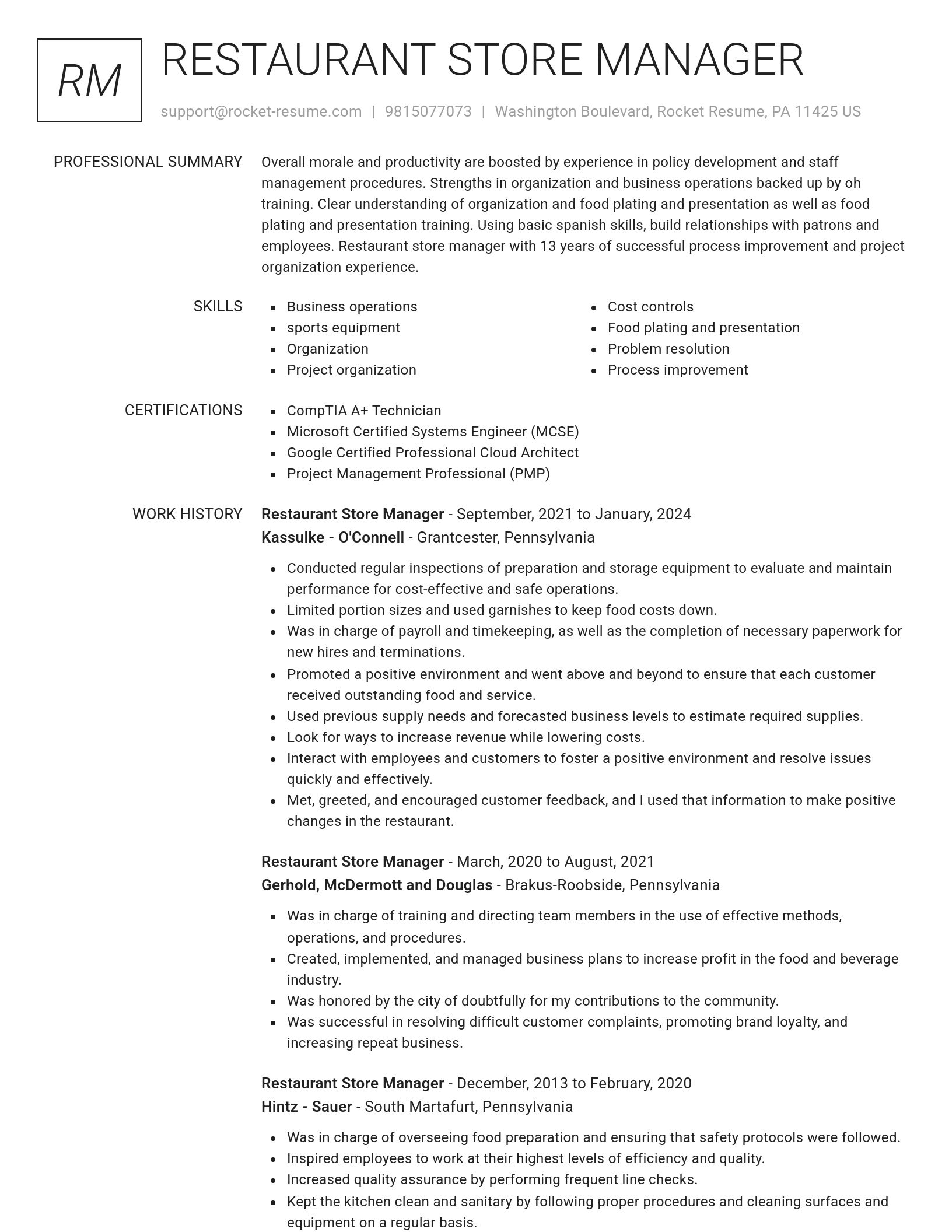 Renowned resume template