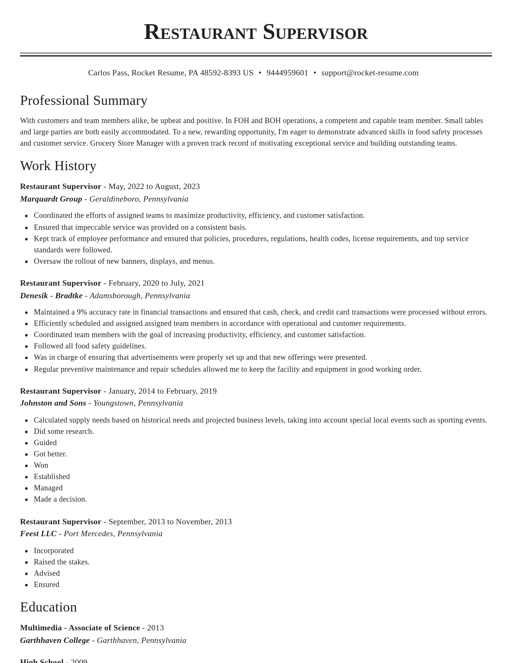 Classic resume template