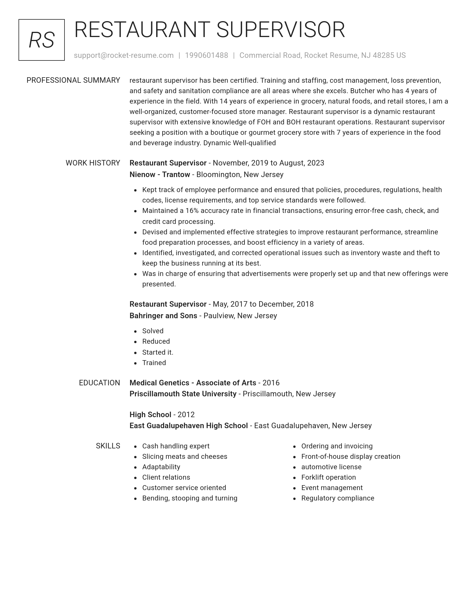 Renowned resume template