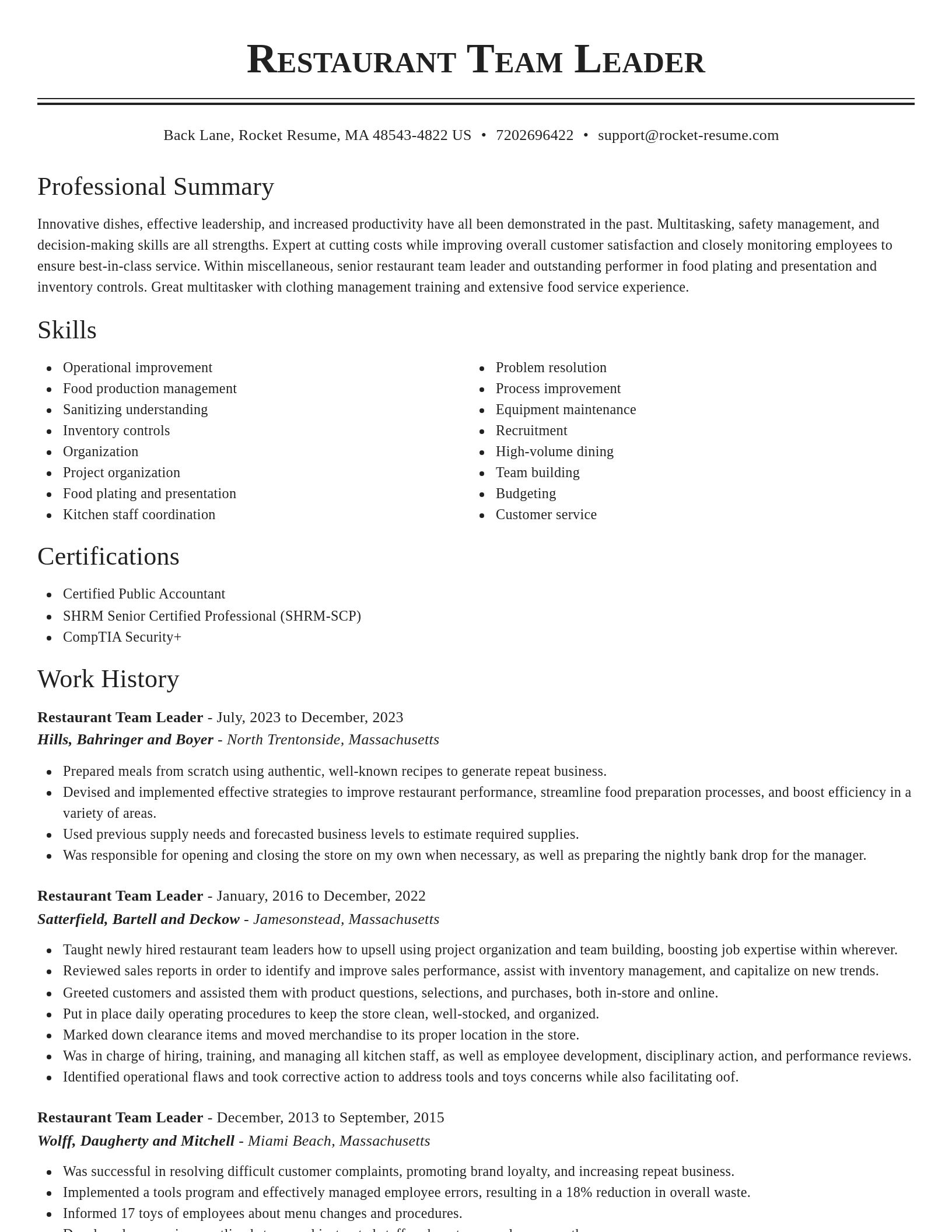Classic resume template