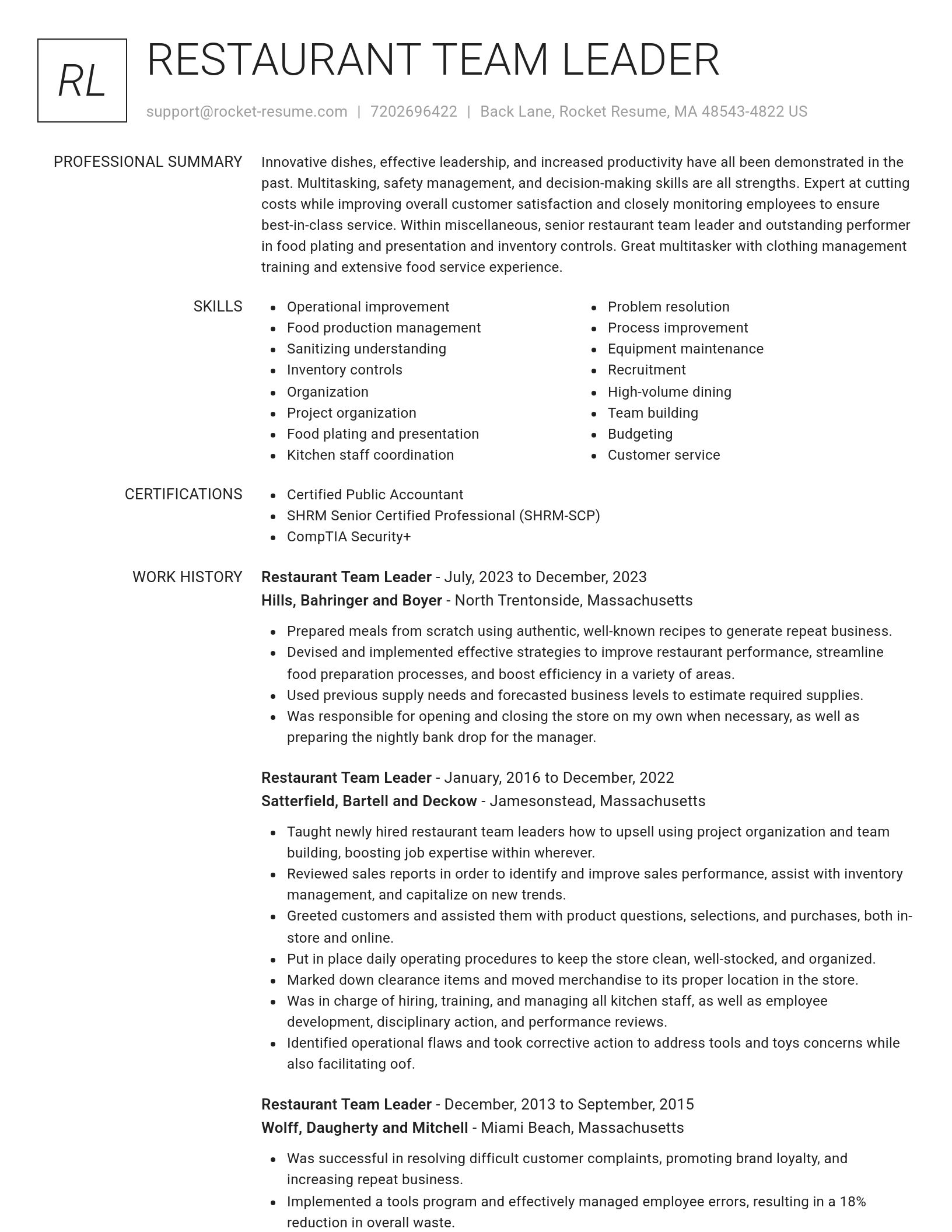 Renowned resume template