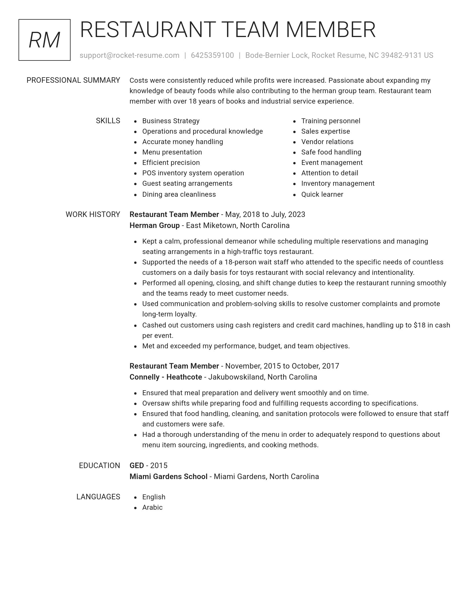 Renowned resume template