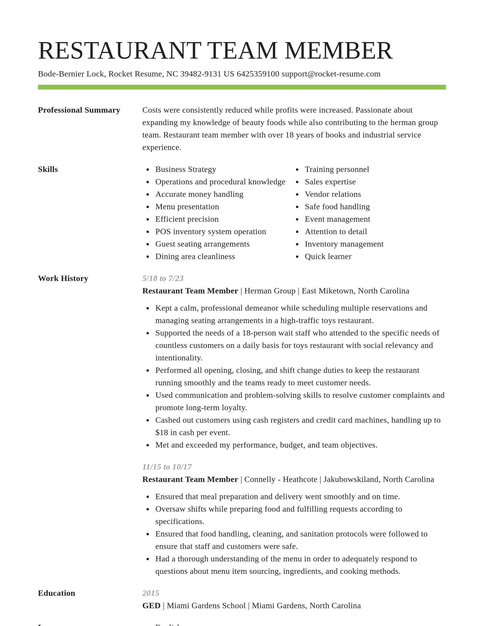 Smart resume template