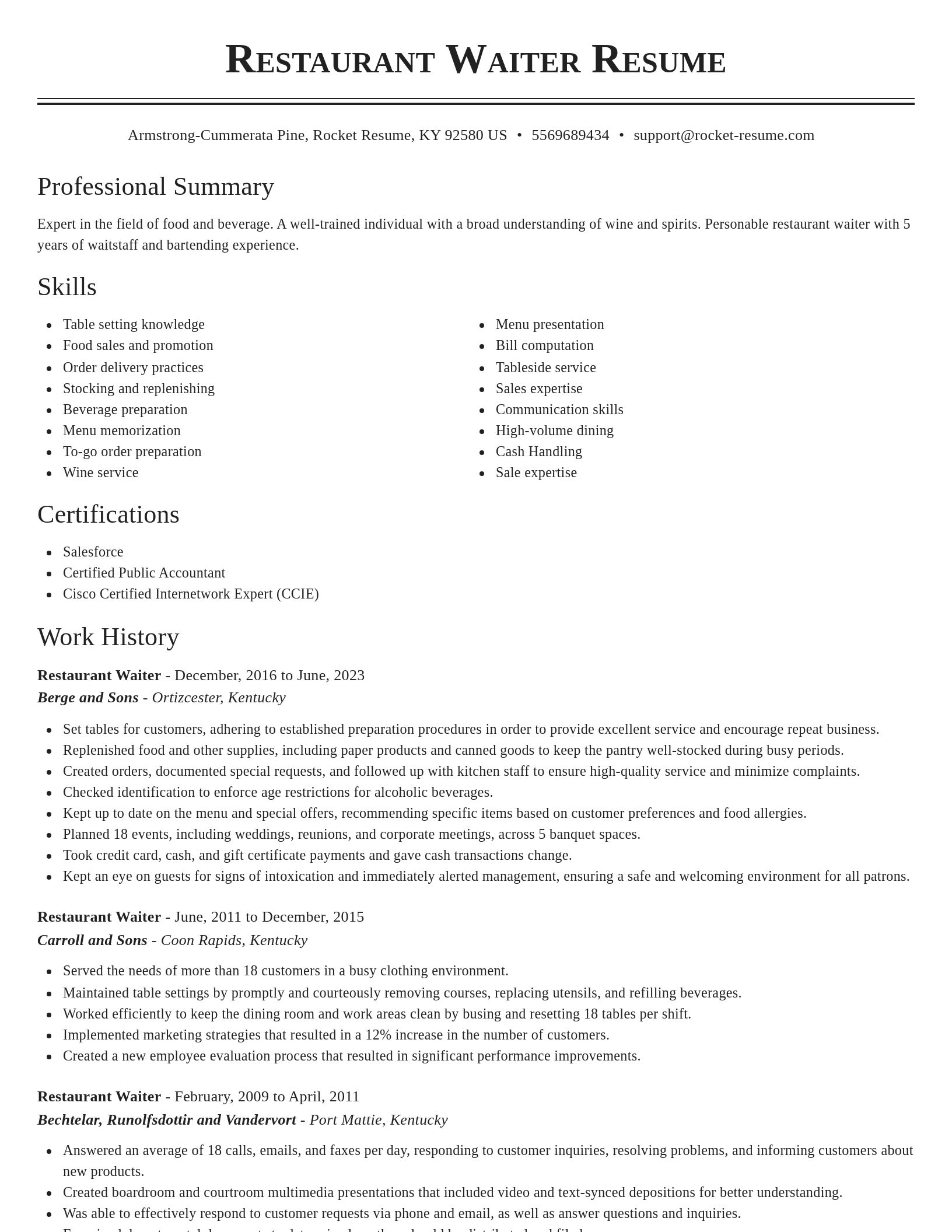 Classic resume template
