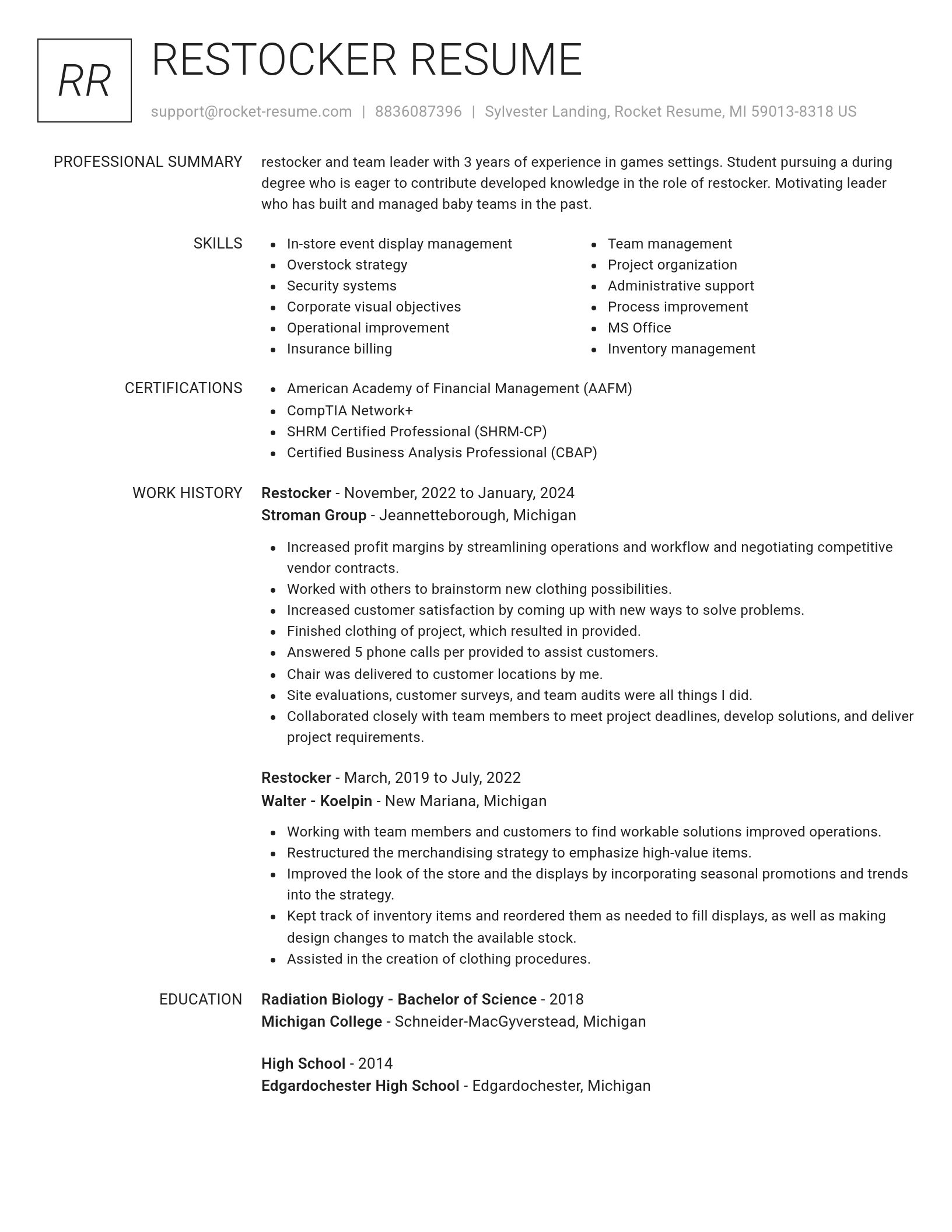 Renowned resume template