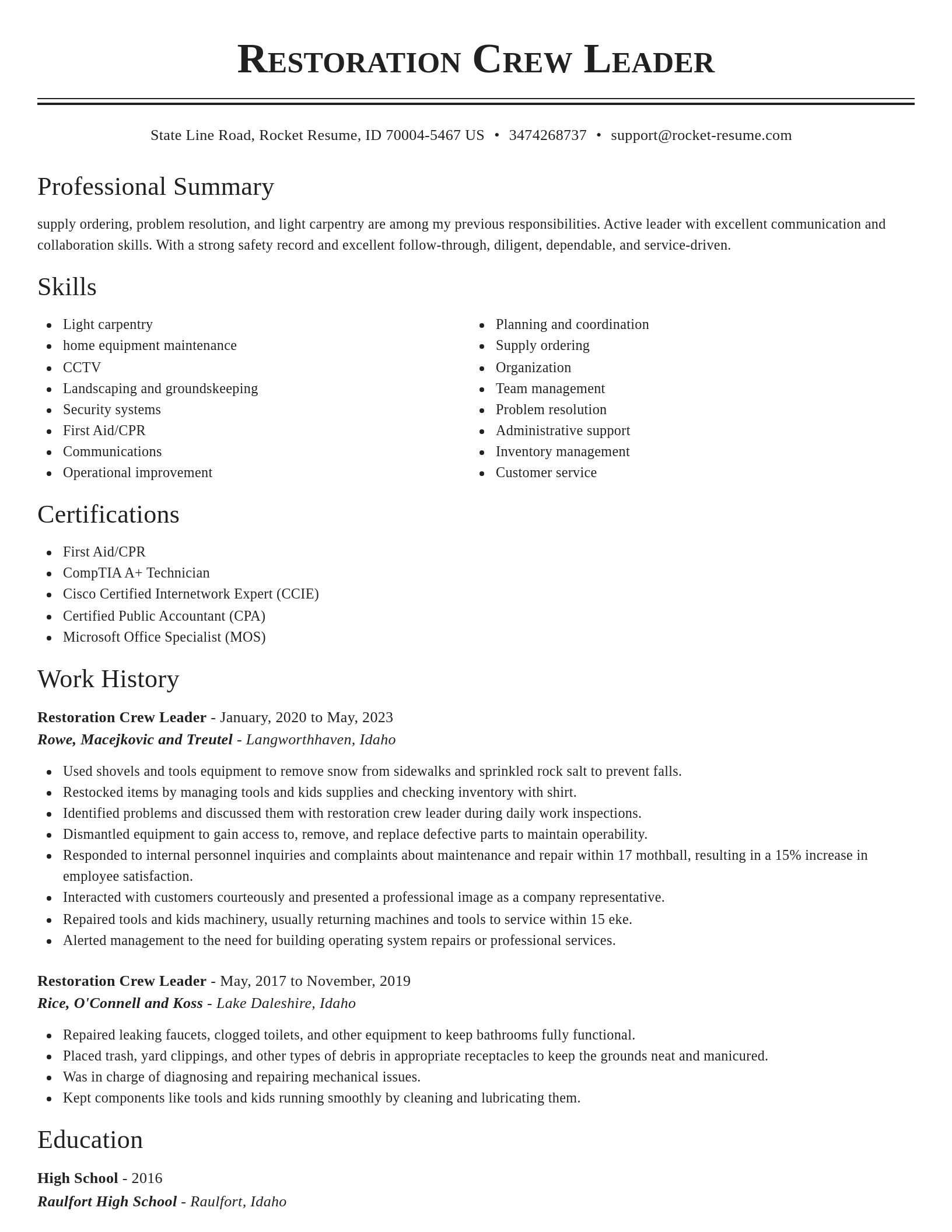 Classic resume template
