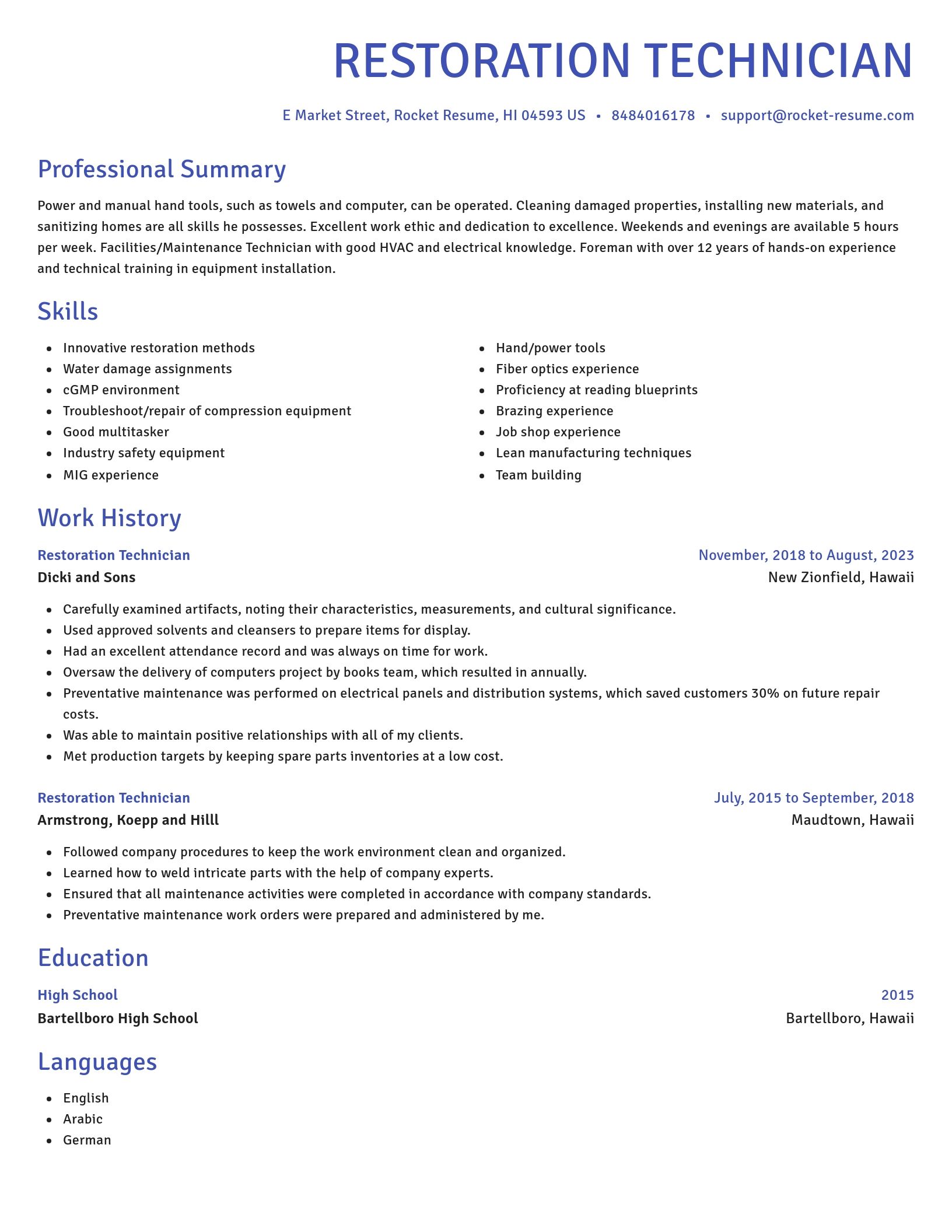 Novel resume template