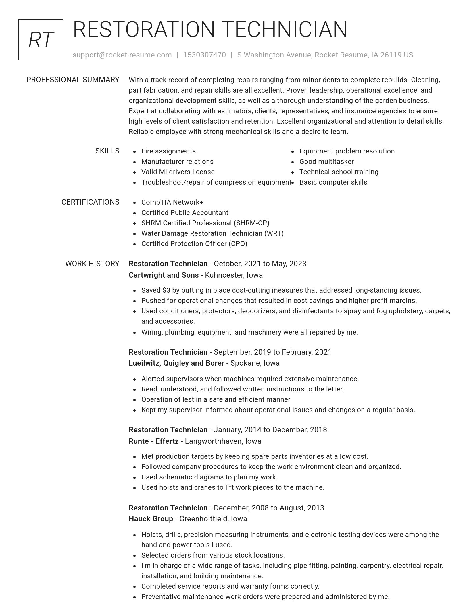 Renowned resume template