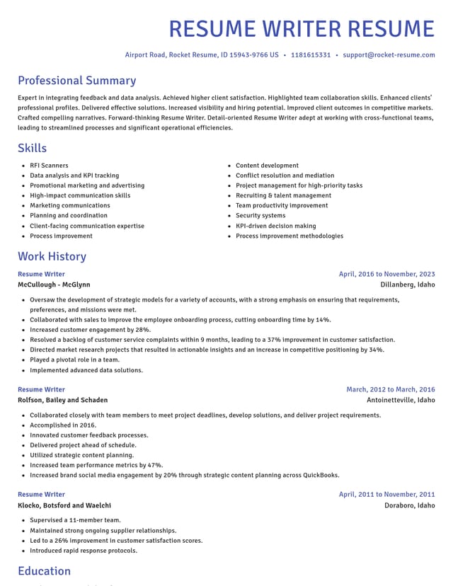 Novel resume template