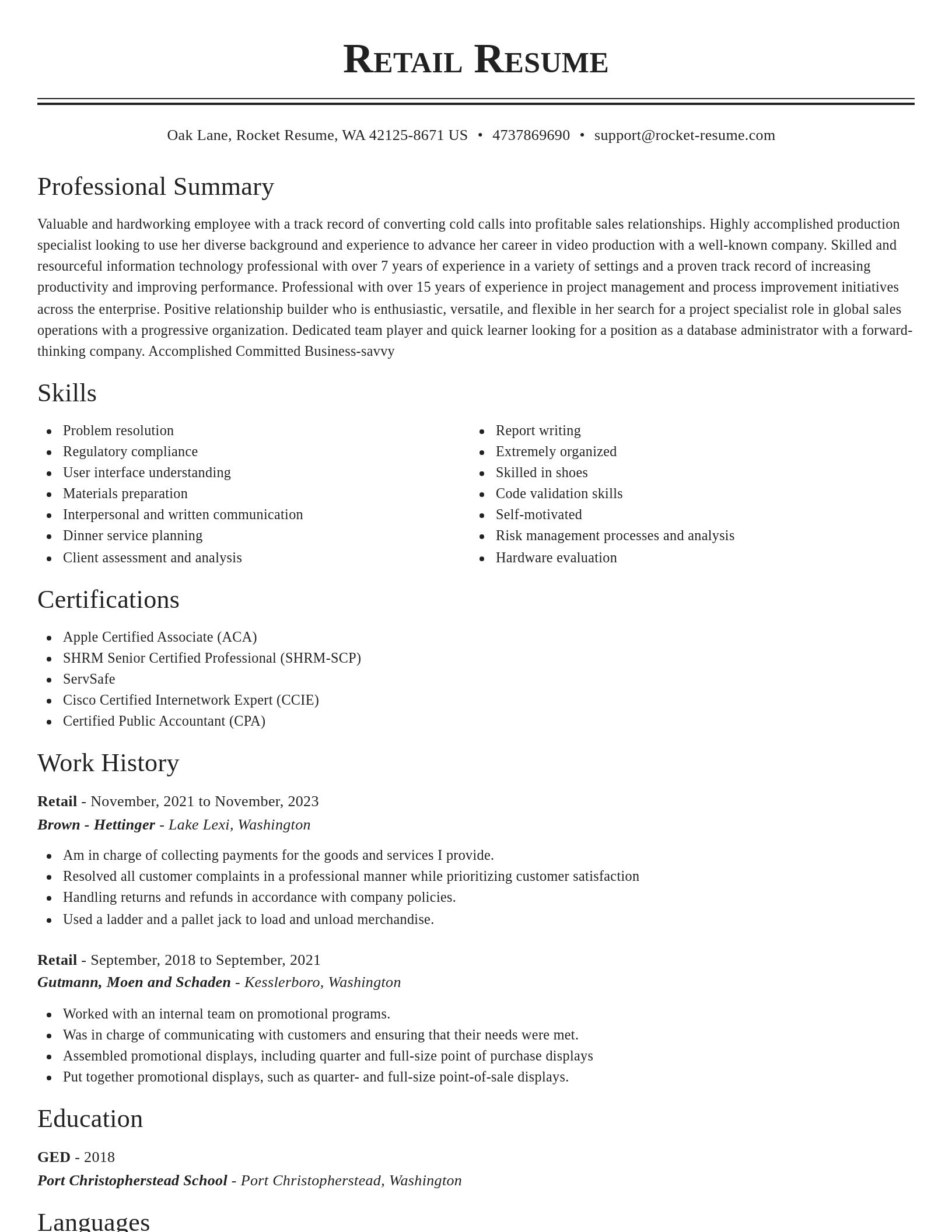Classic resume template