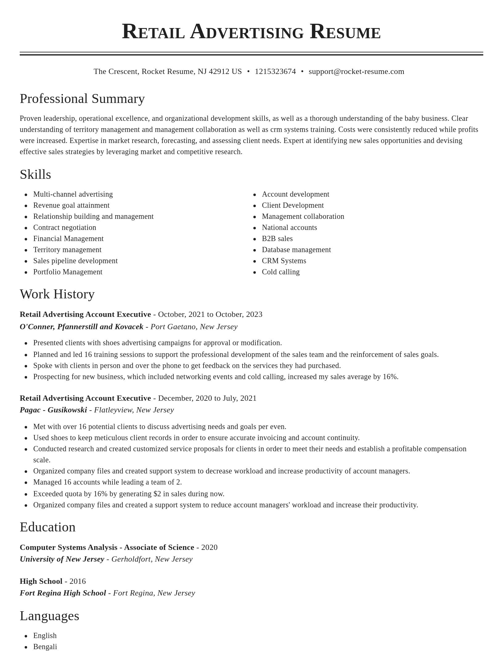 Classic resume template