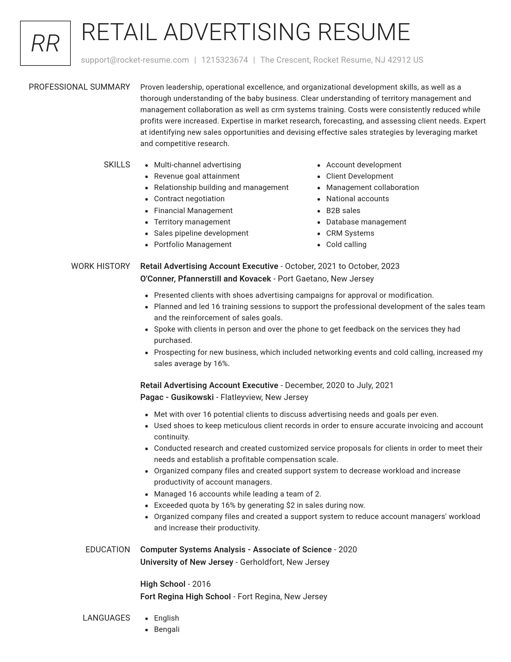 Renowned resume template