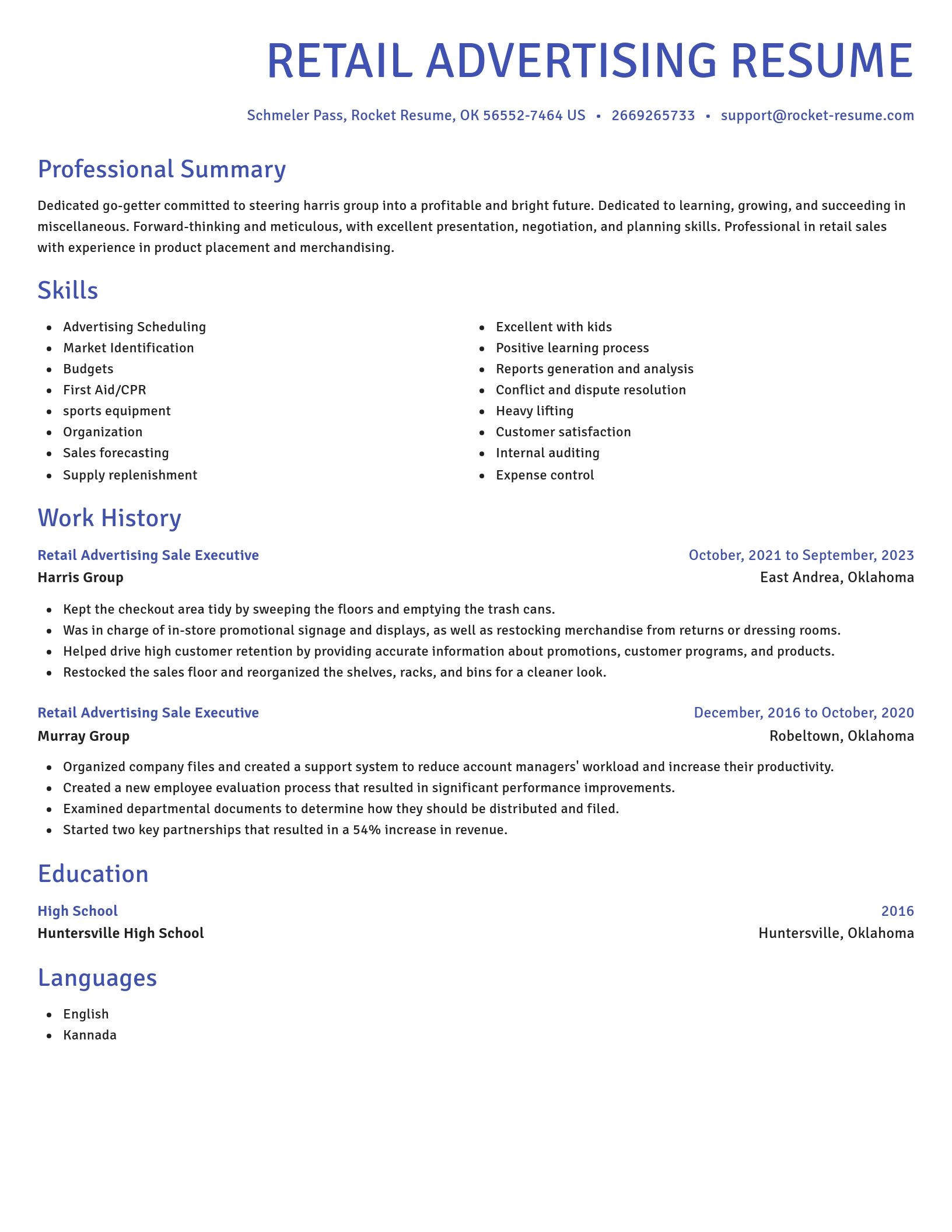 Novel resume template