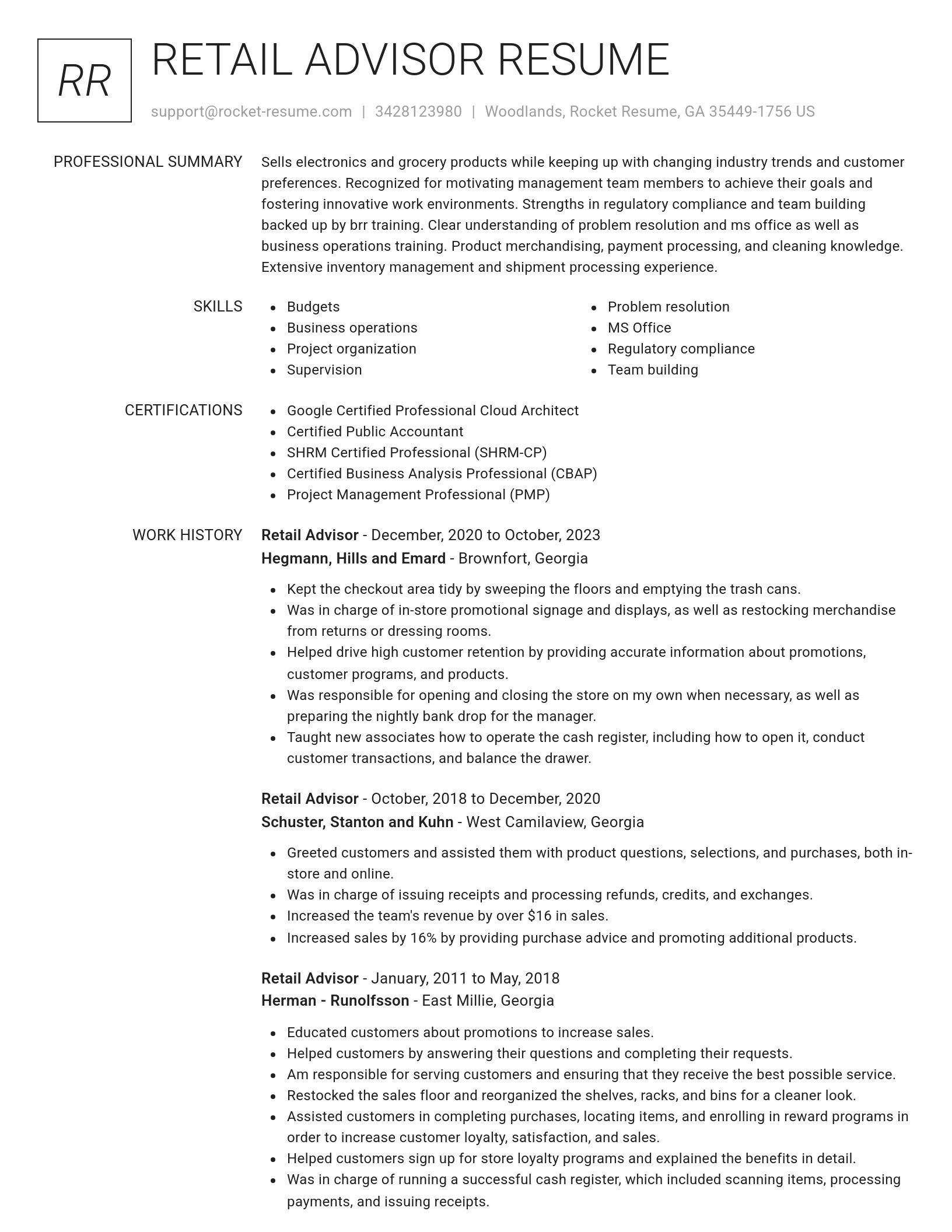 Renowned resume template