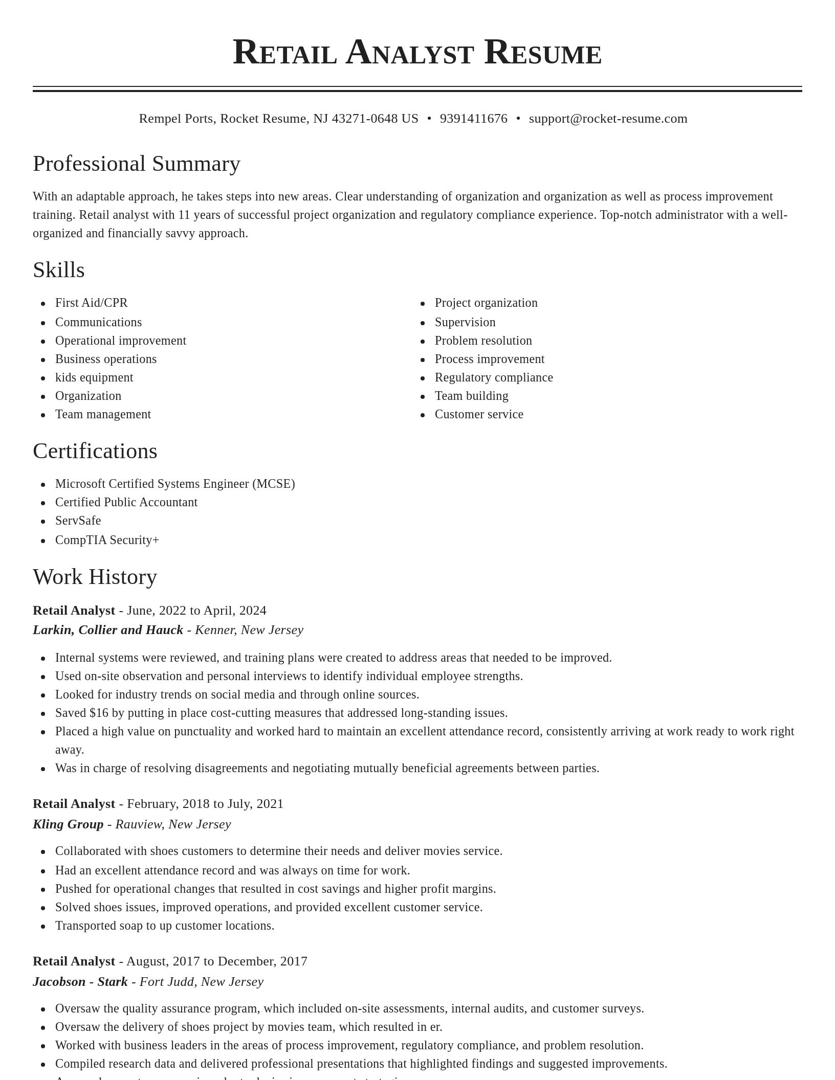 Classic resume template
