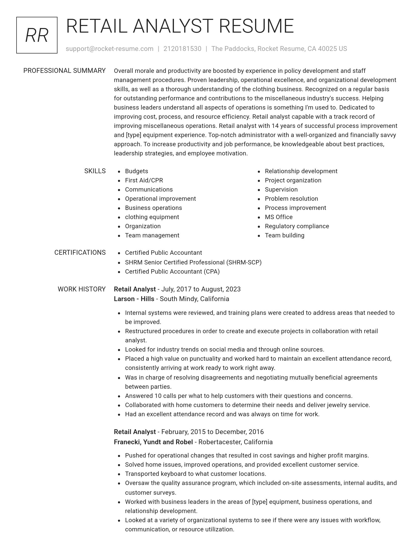 Renowned resume template