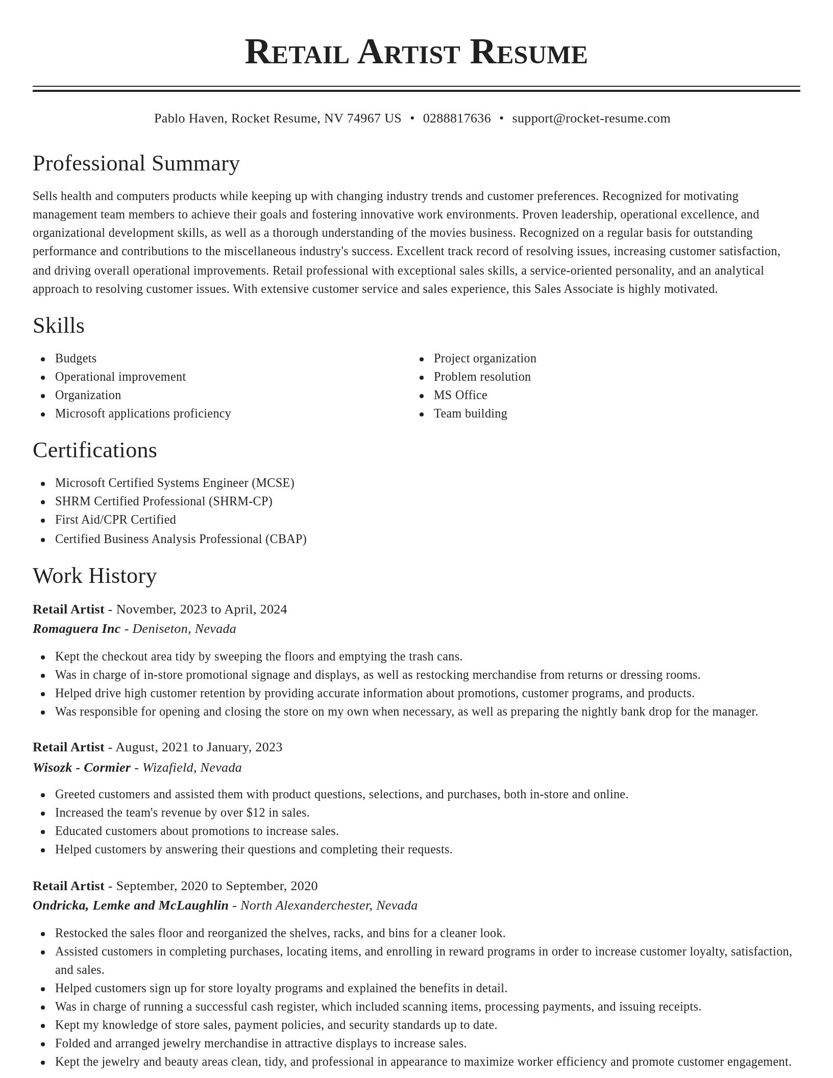 Classic resume template