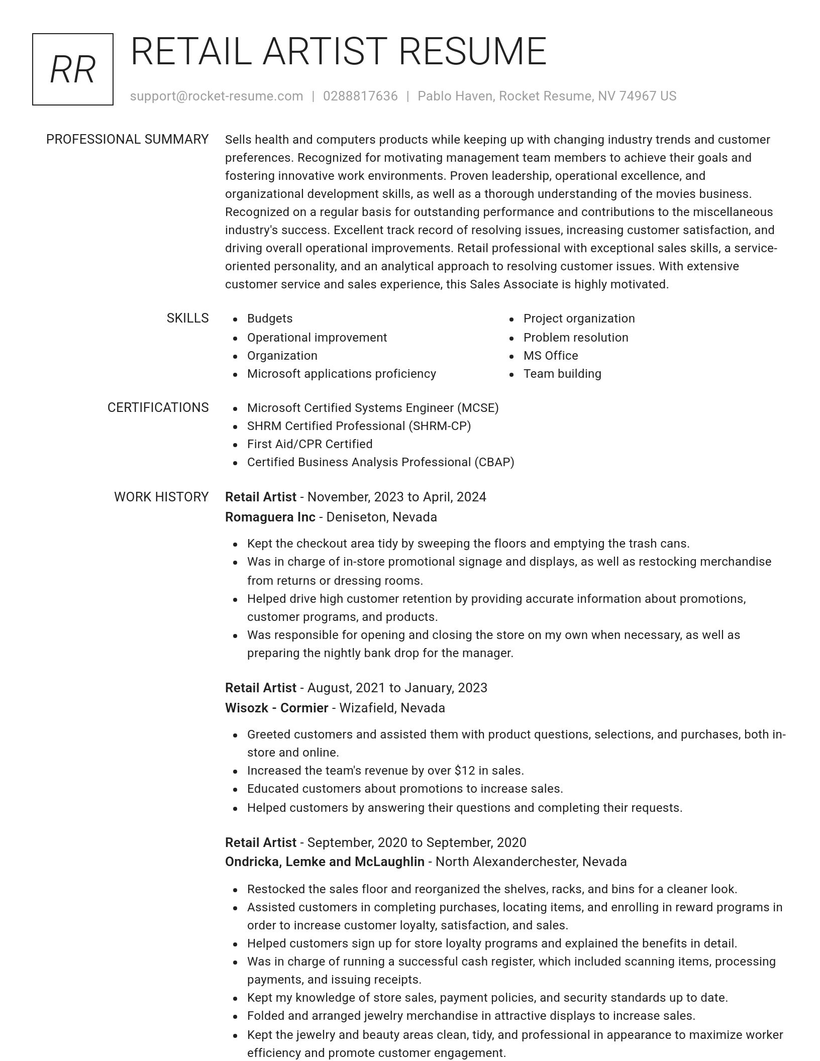 Renowned resume template
